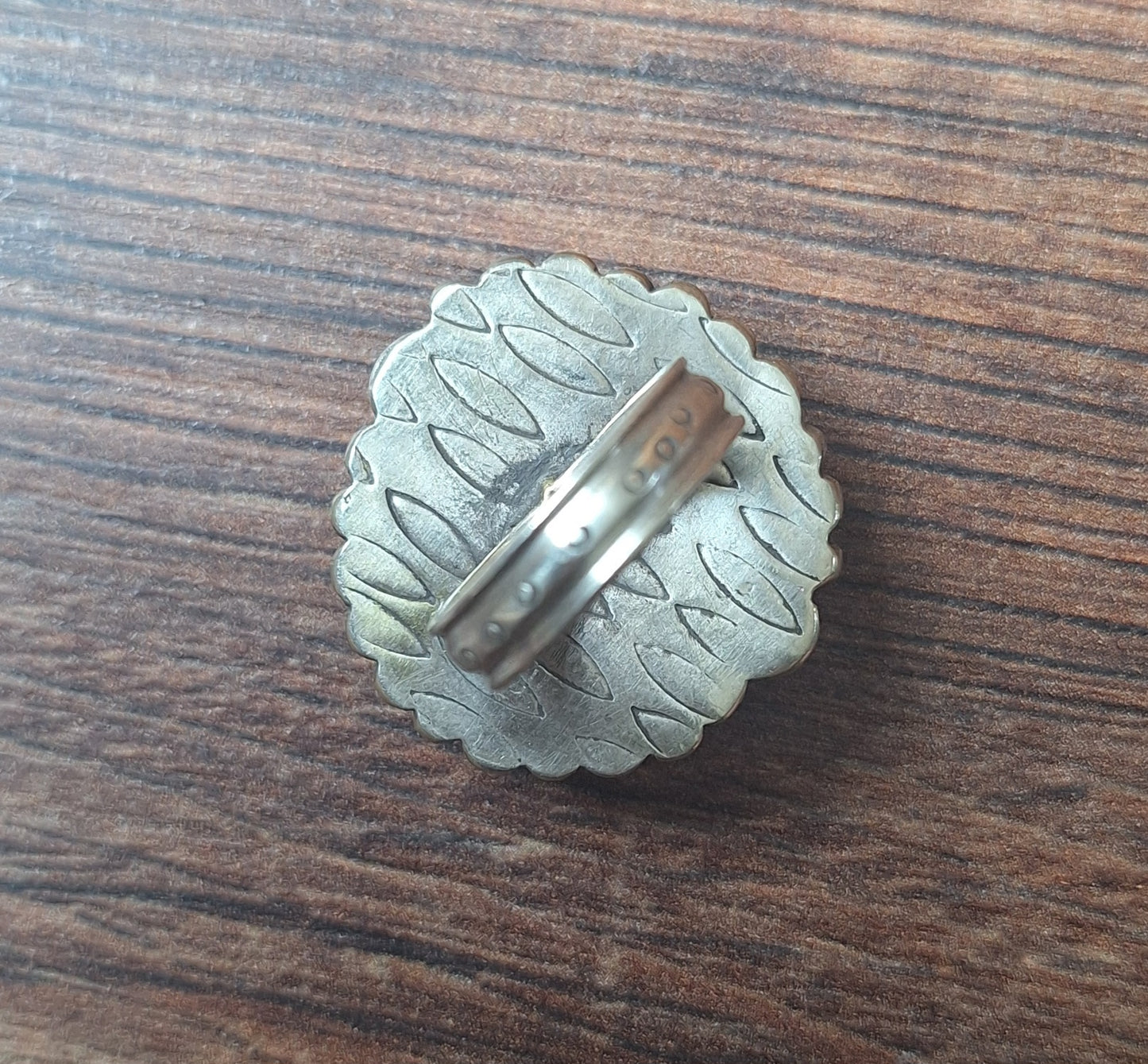 Vintage turquoise and Tibetan silver ring