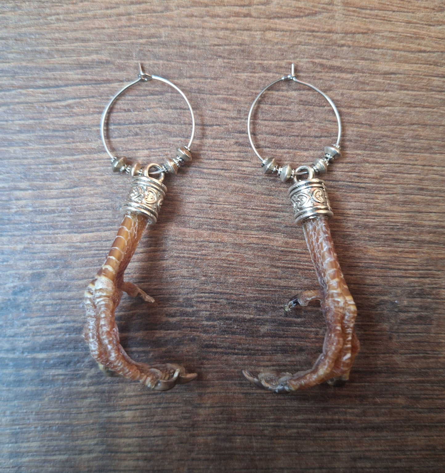 Partridge feet amulet earrings