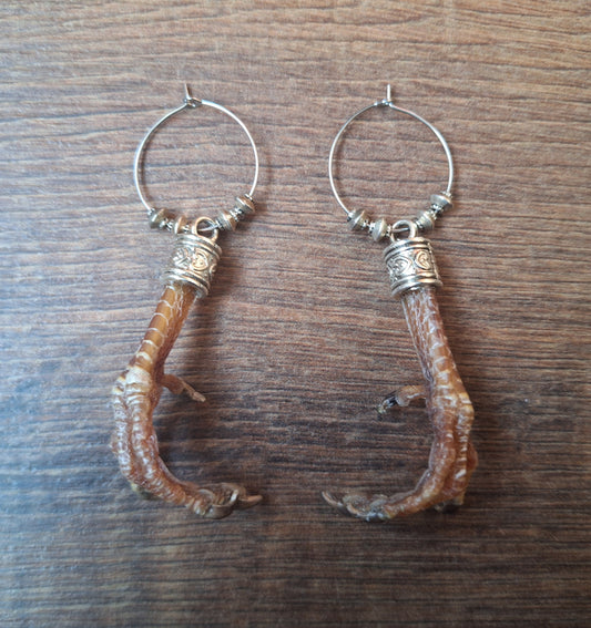 Partridge feet amulet earrings