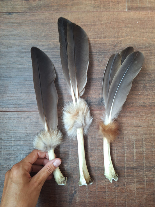 Bone feather fan Goose