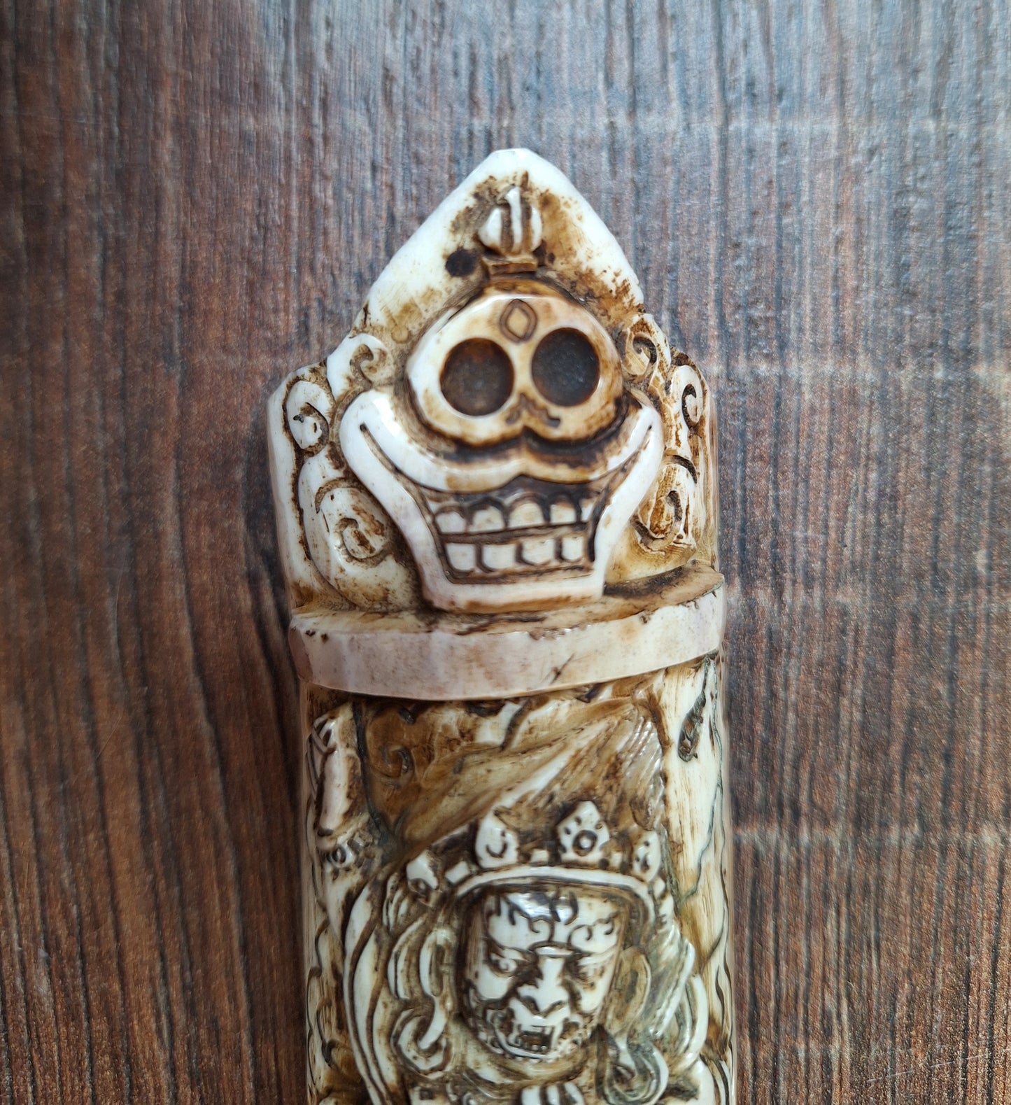 Vintage yak bone carving Vajrapani Krodha