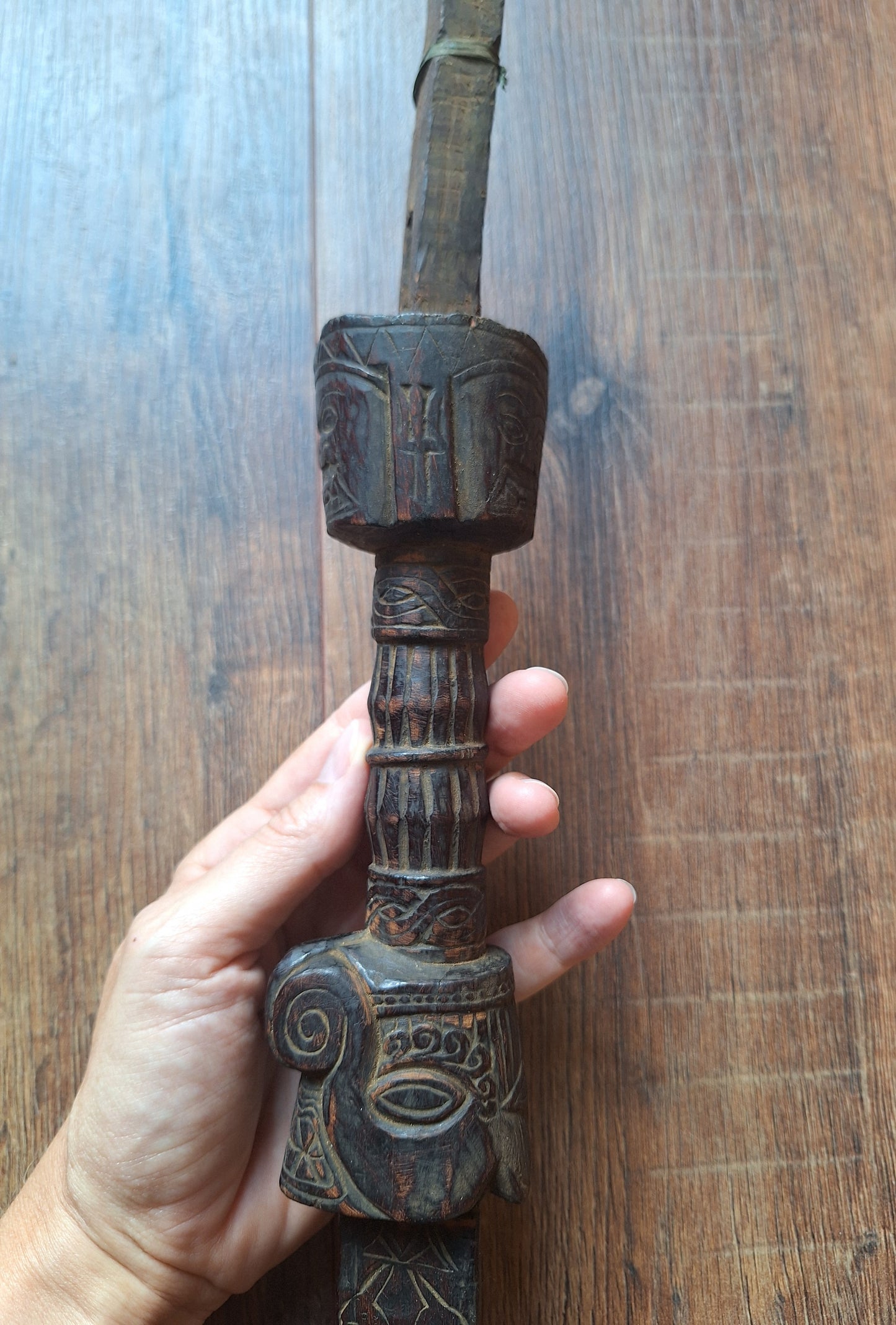 Vintage Nepalese dhyangro drum handle #2