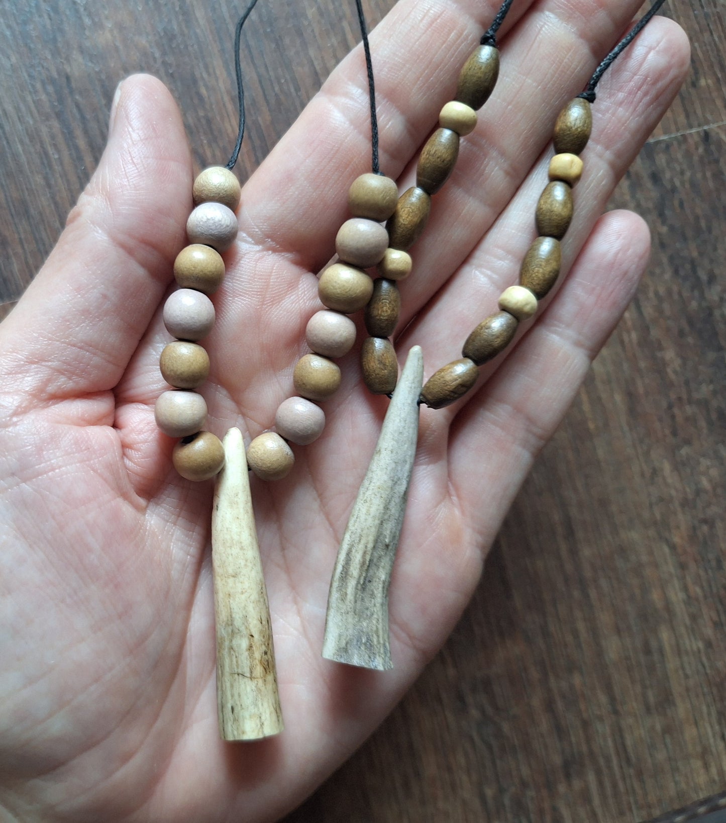Fallow deer antler amulet necklace