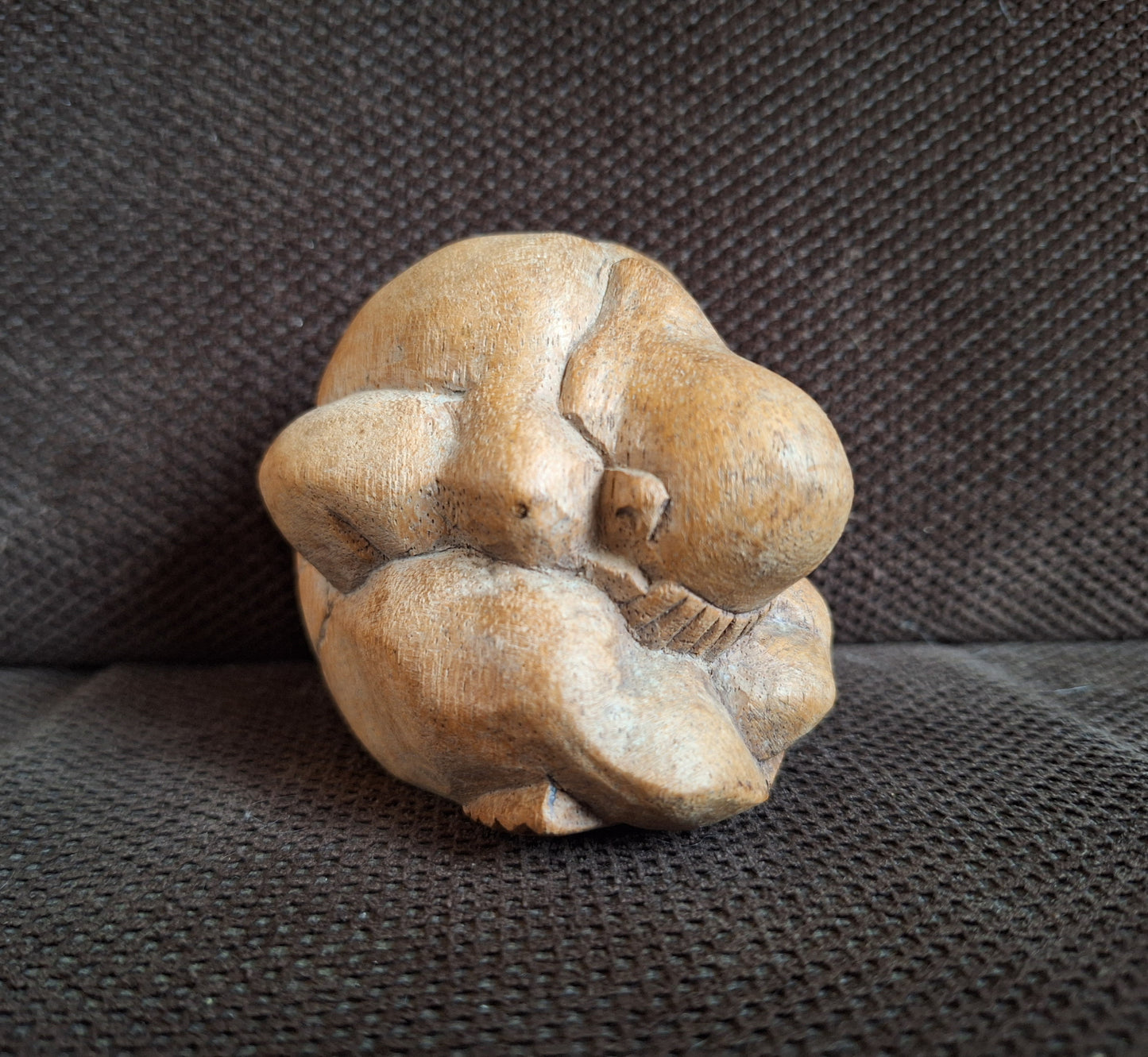 Wooden Weeping Buddha figurine #2