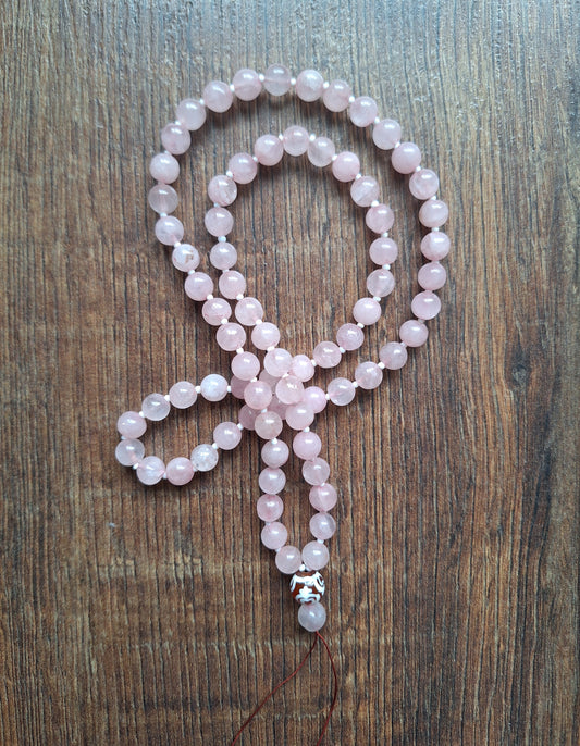 Amulet cord Rose Quartz and Nectar Vessel dzi bead