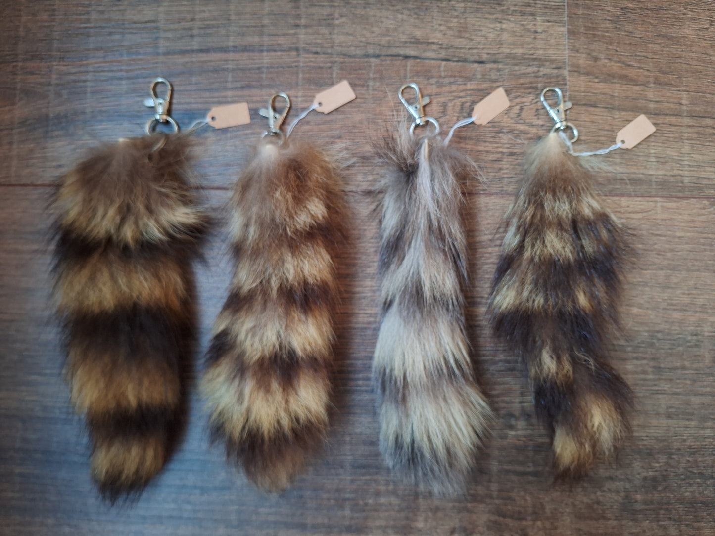 Raccoon tail keychains