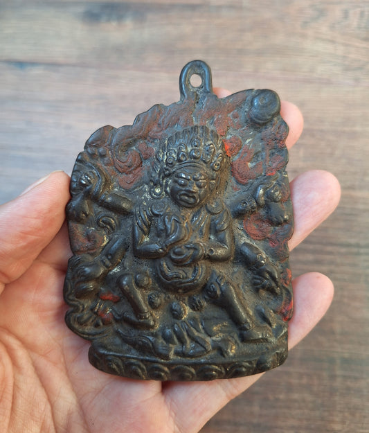 Vintage bronze Mahakala pendant