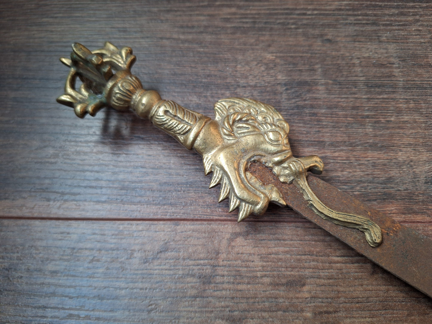 Vintage Tibetan iron and brass khadga #2