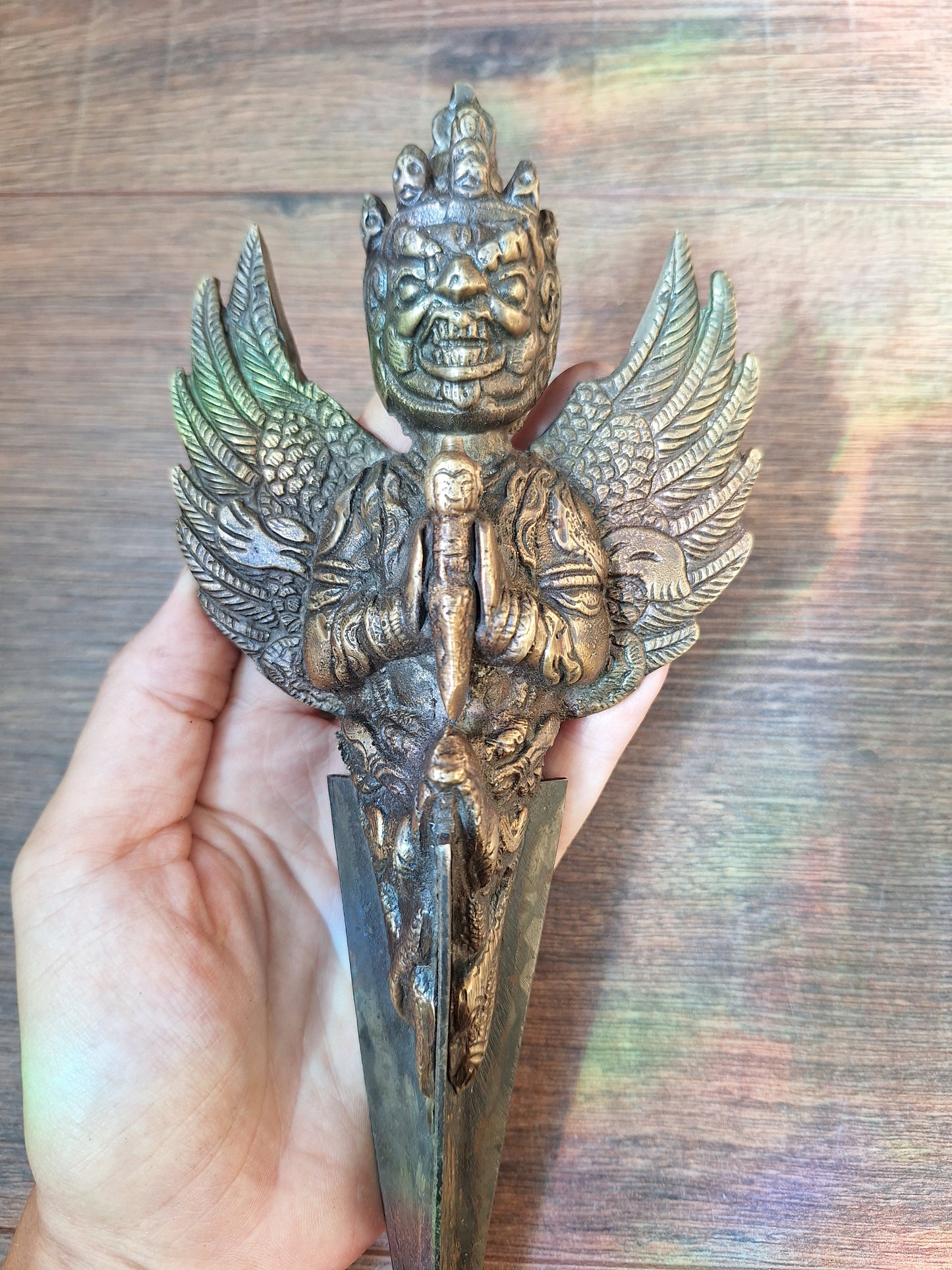 Vintage bronze and iron Vajrakilaya phurba