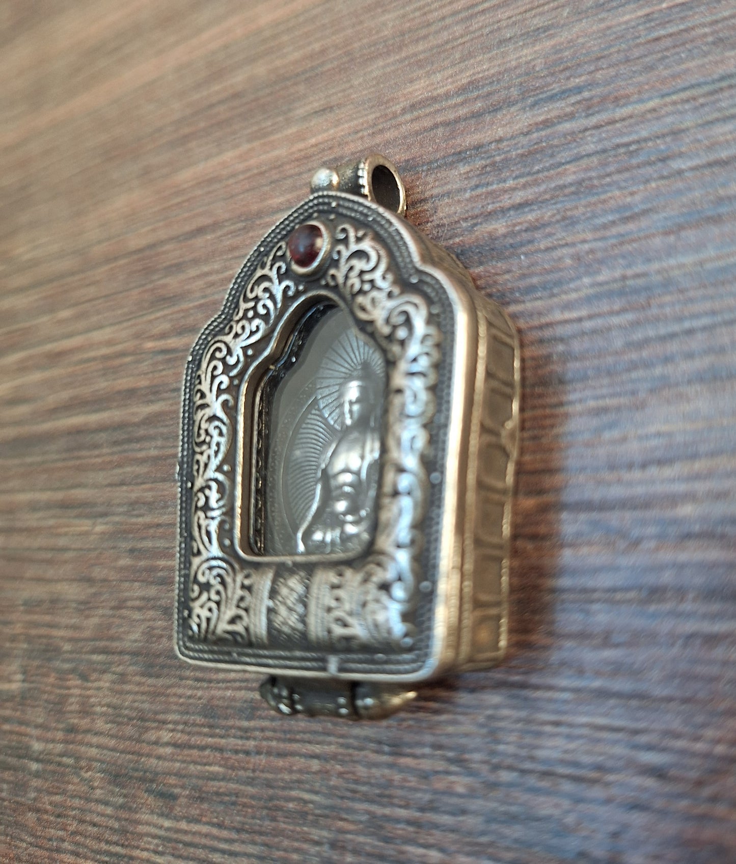 Vintage Tibetan silver gau pendant Shakyamuni Buddha