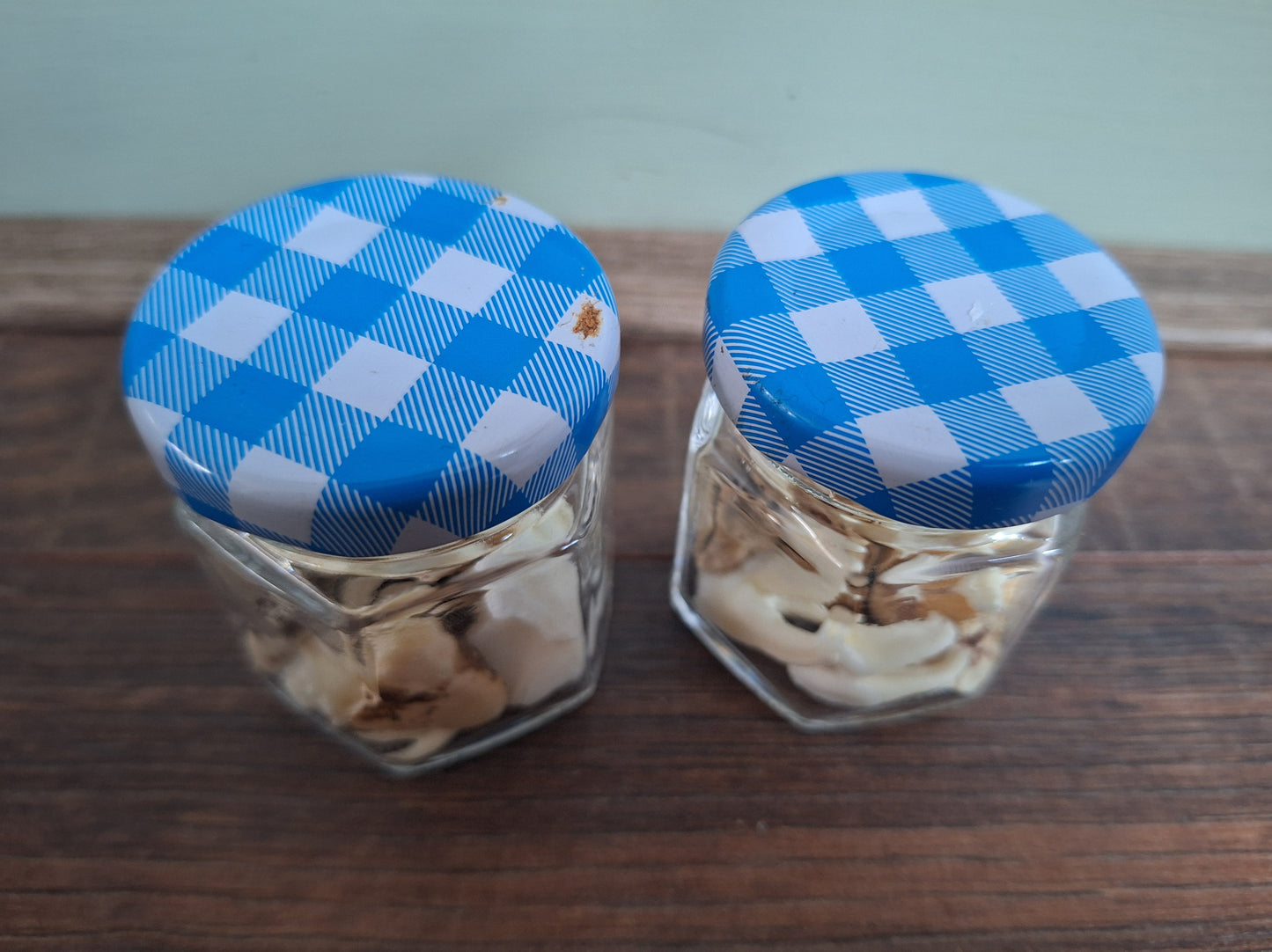 Roe deer teeth in glass jar