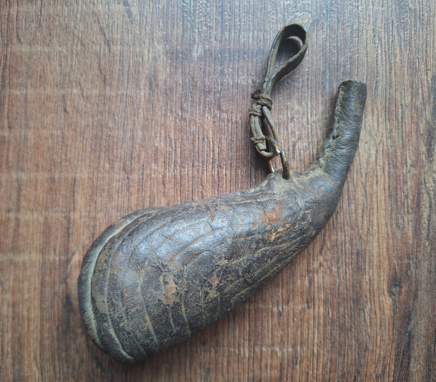 19th century Persian 'camel scrotum' powder flask