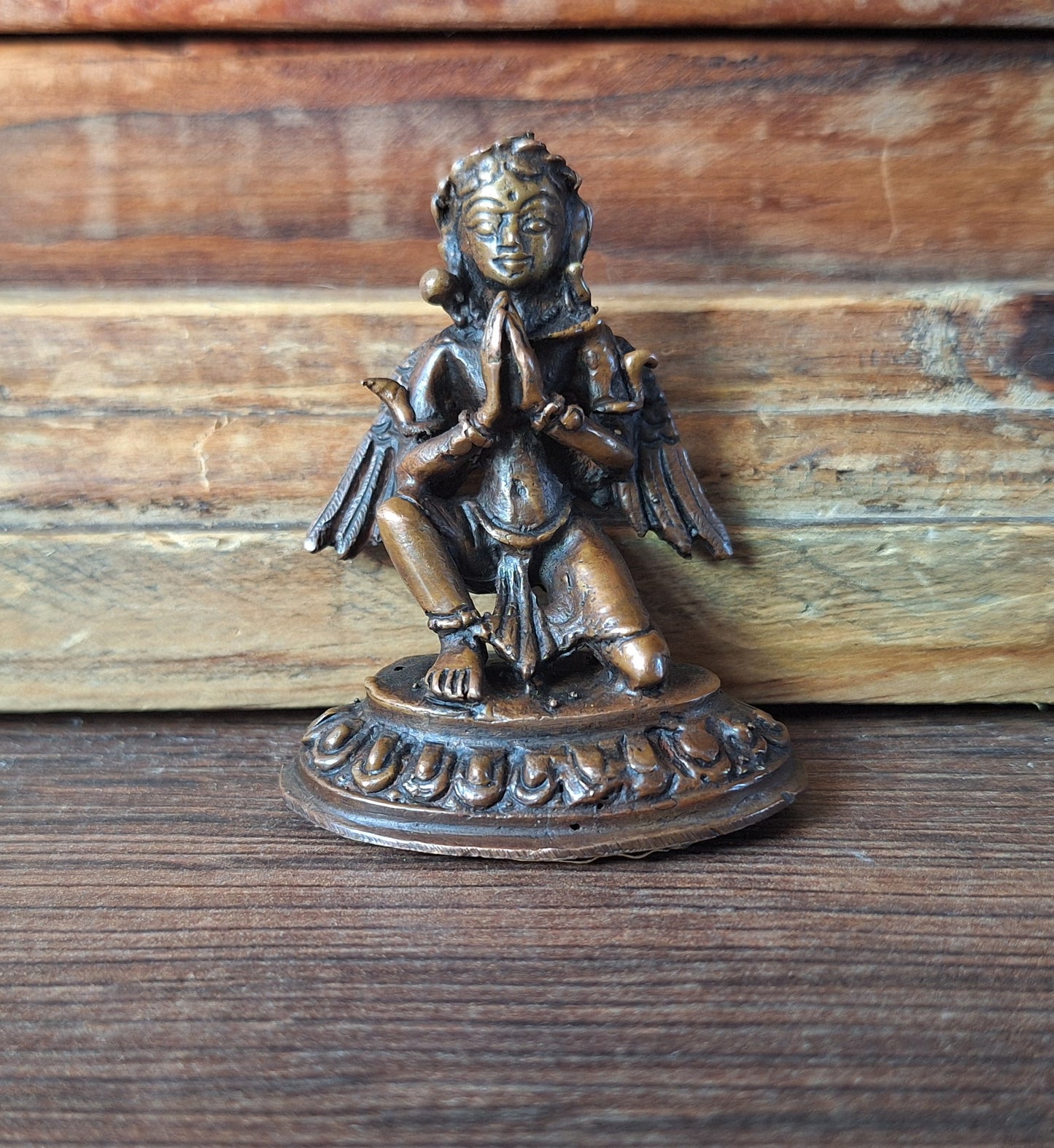 Vintage small red copper Garuda figurine