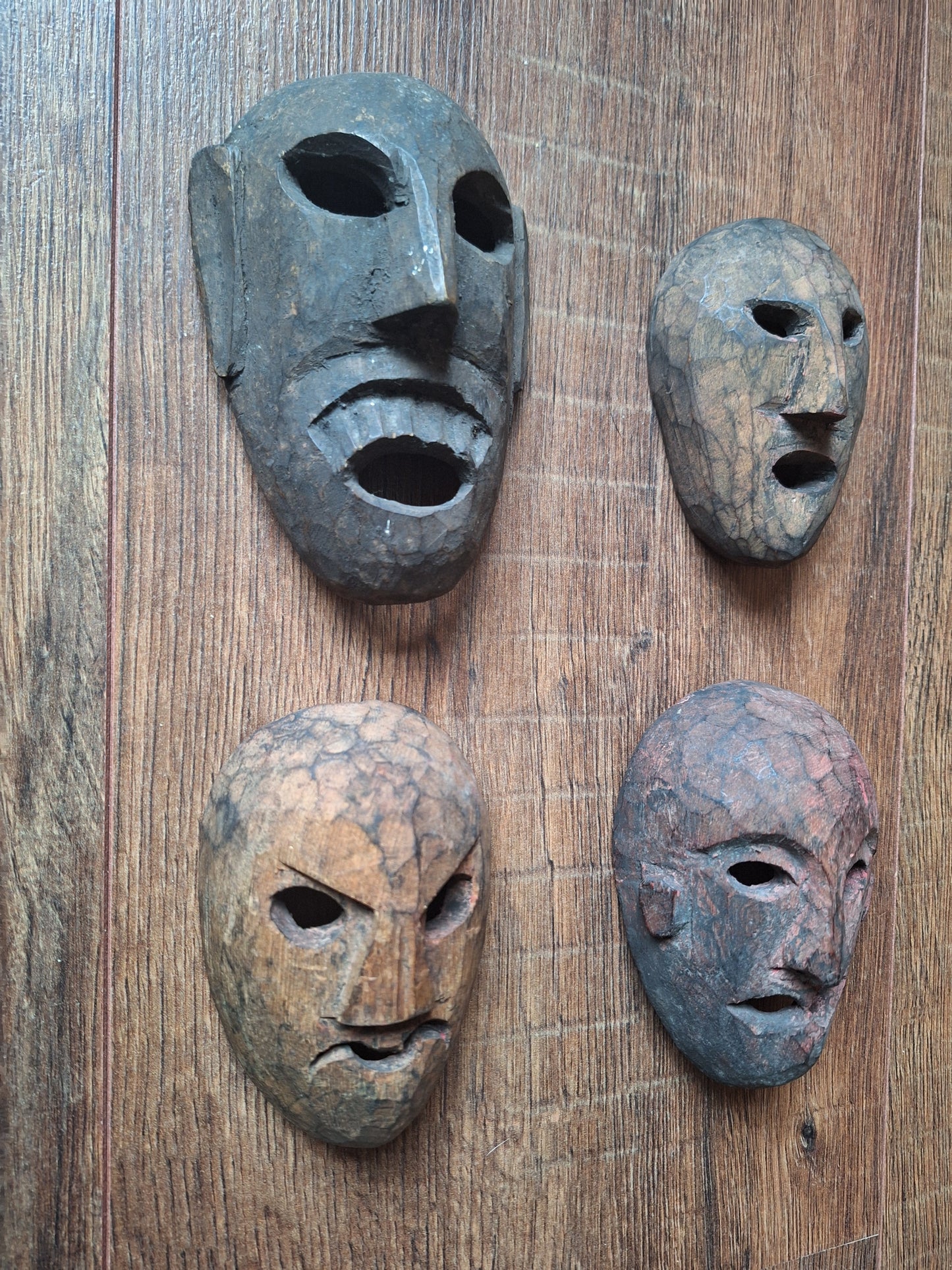 Vintage small wooden spirit masks