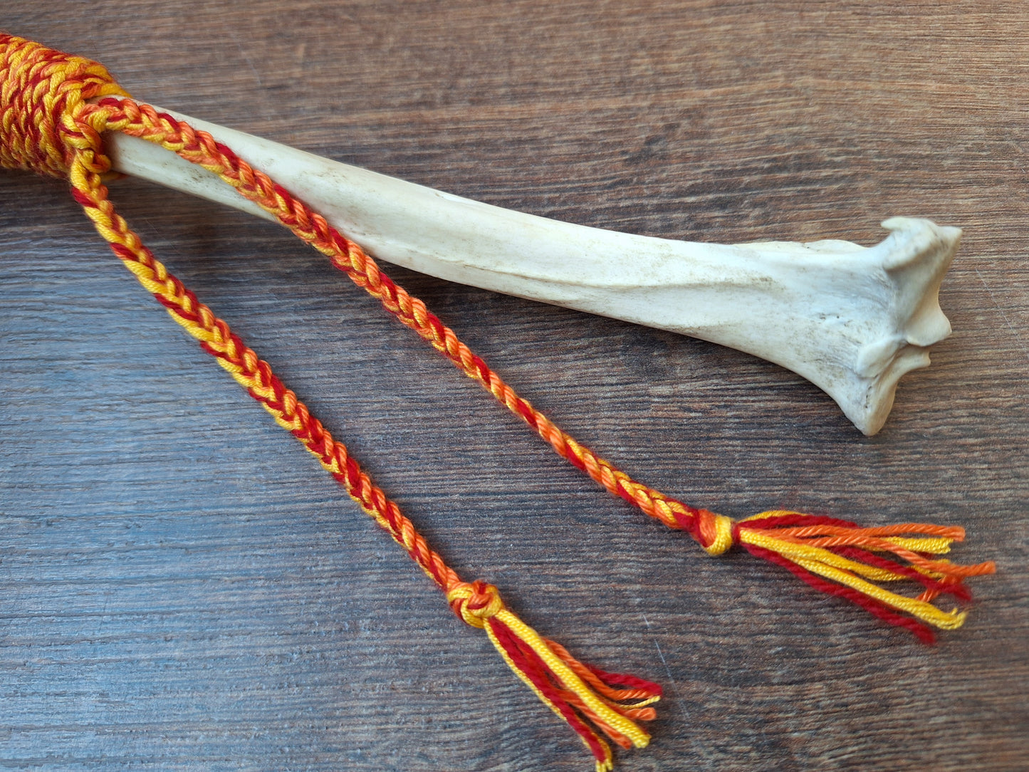 Horse hide and red deer leg bone rattle