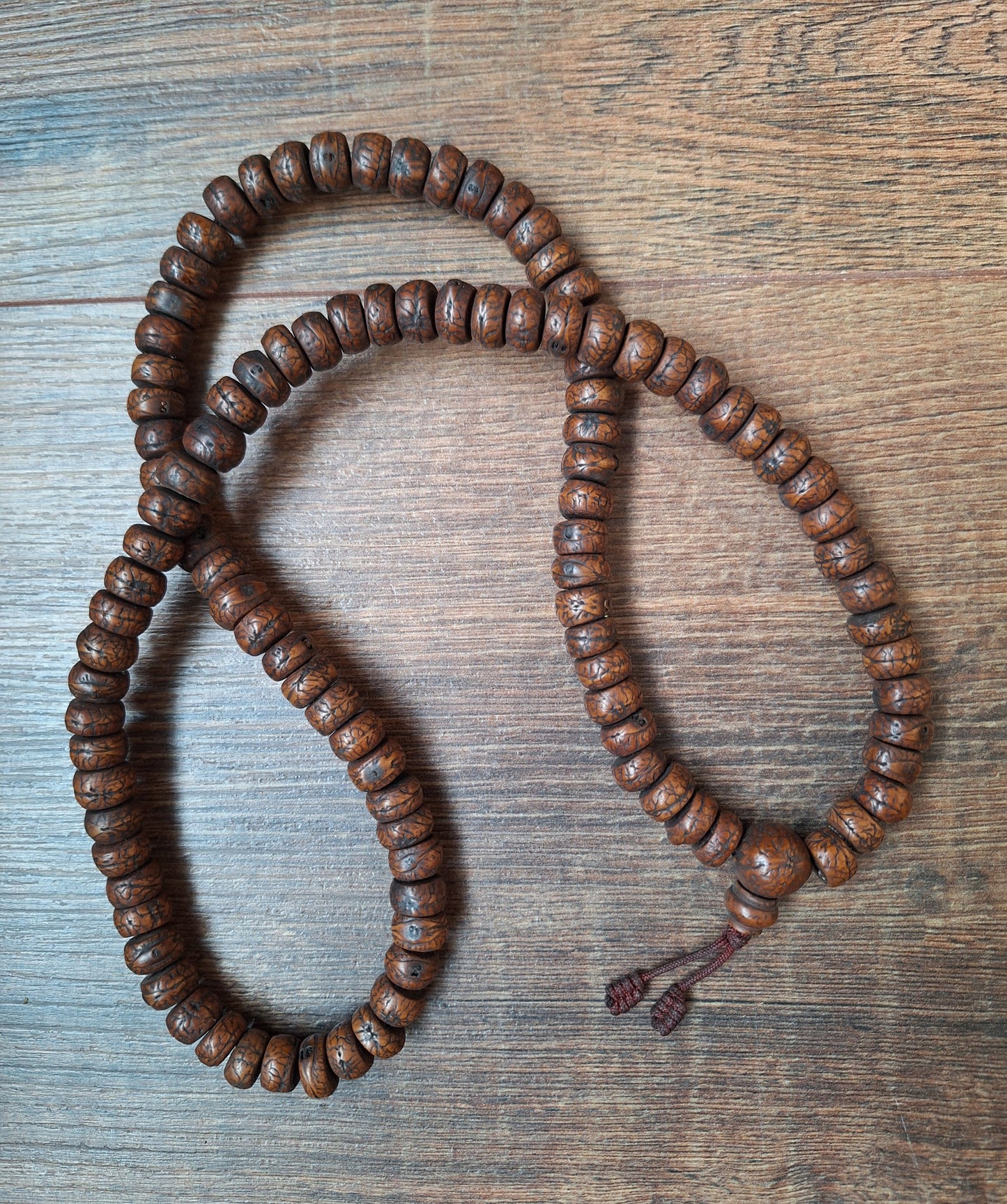 Vintage Nepalese polished rudraksha mala