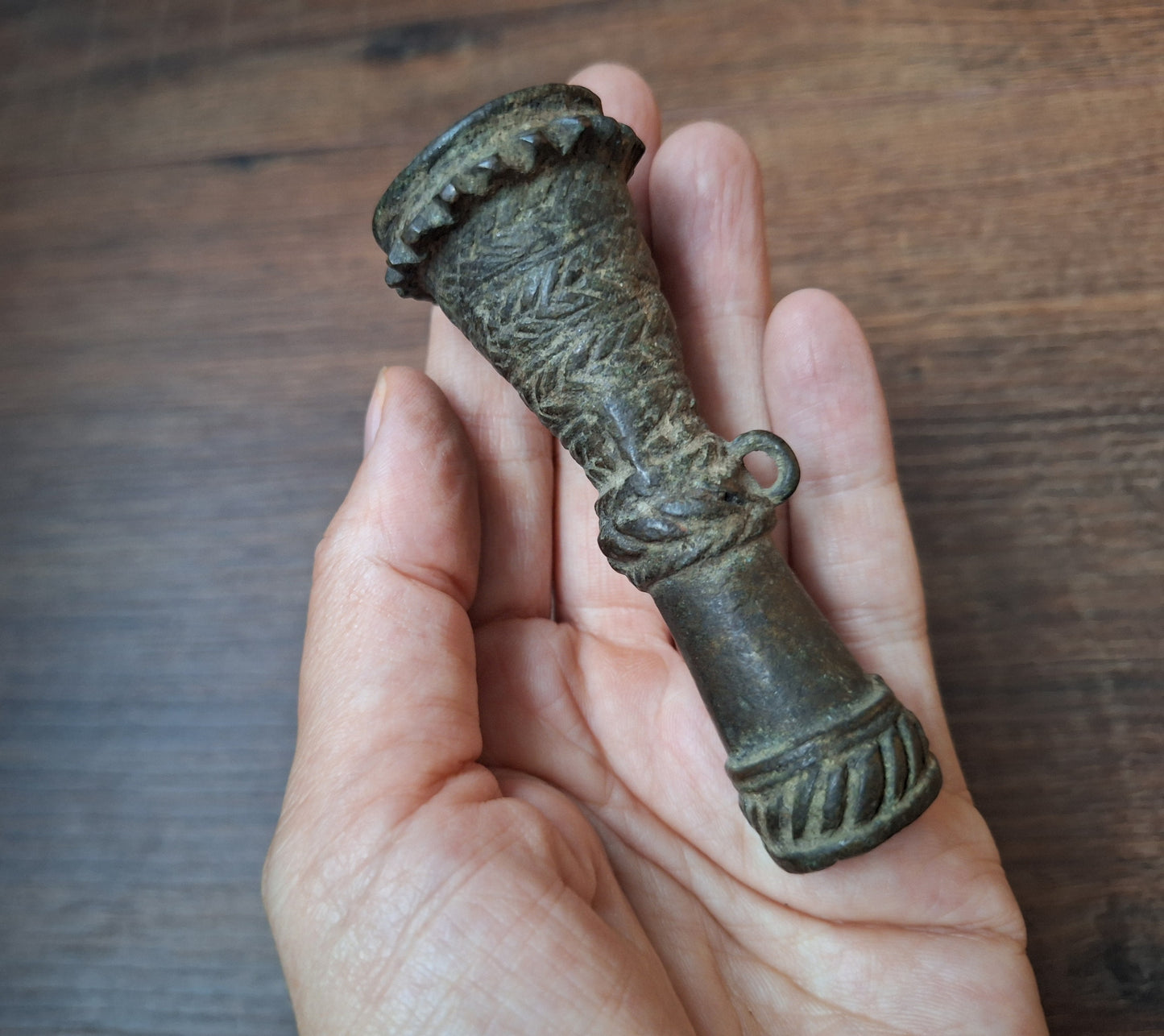 Antique bronze chillum pipe #1