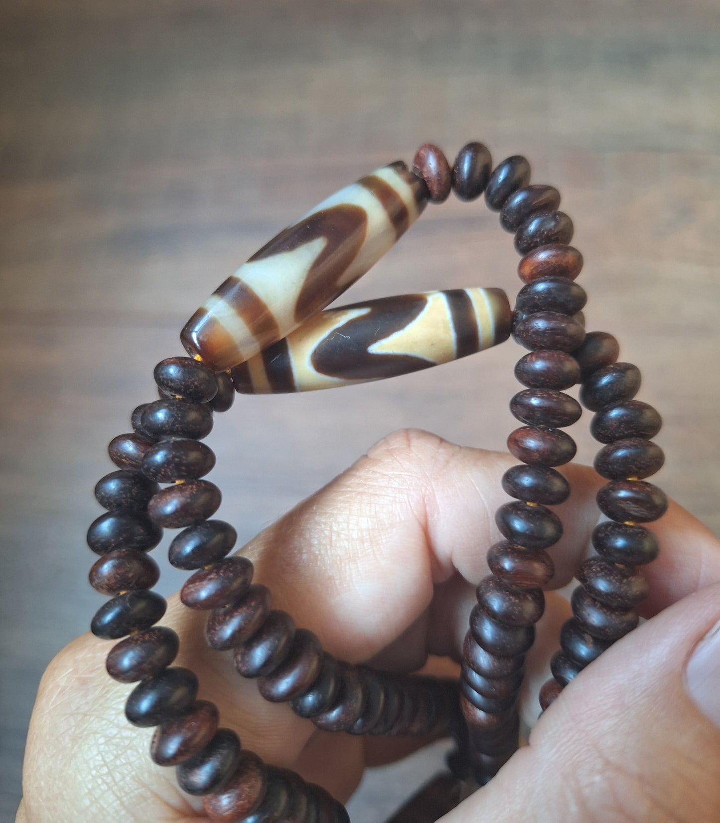 Dzi bead Wave mala necklace