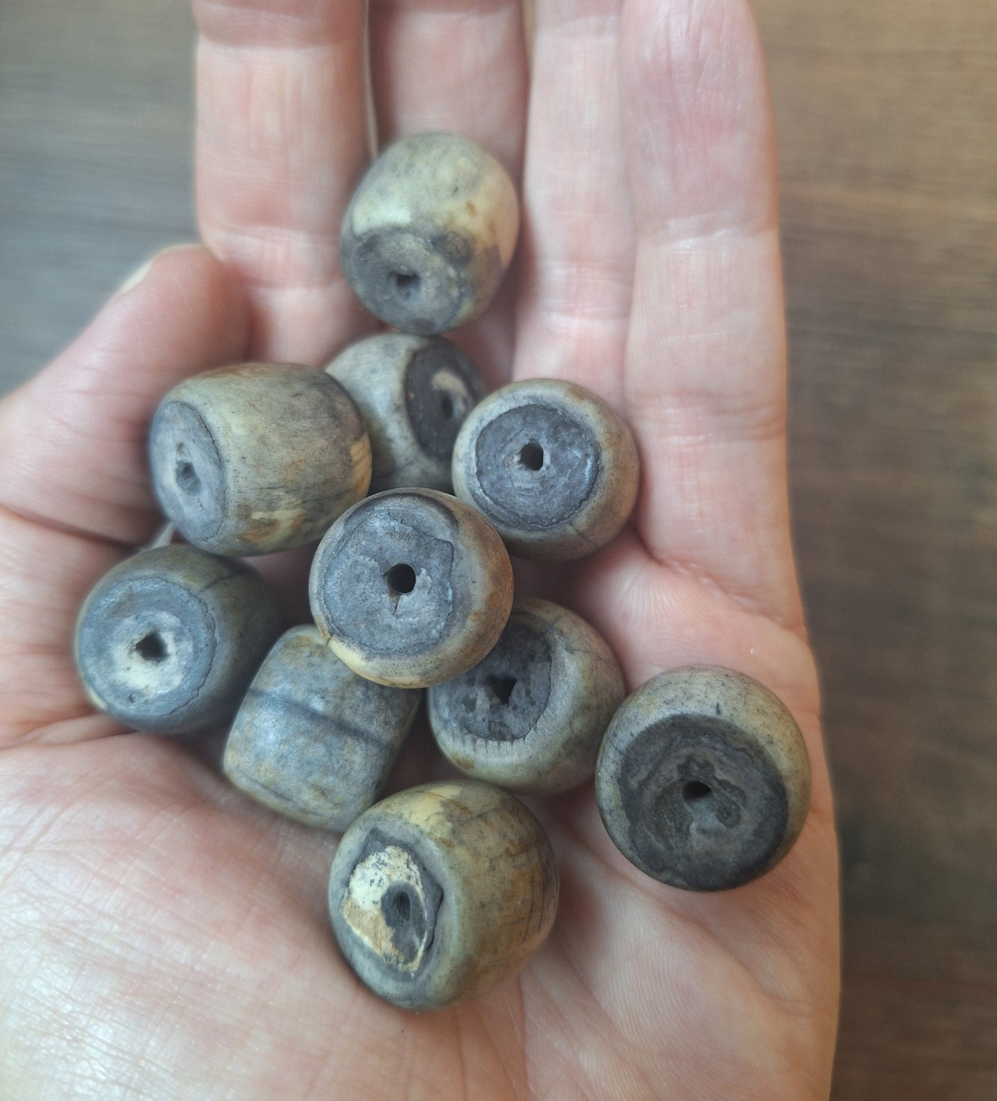 Old Nepalese bone beads, set of 11