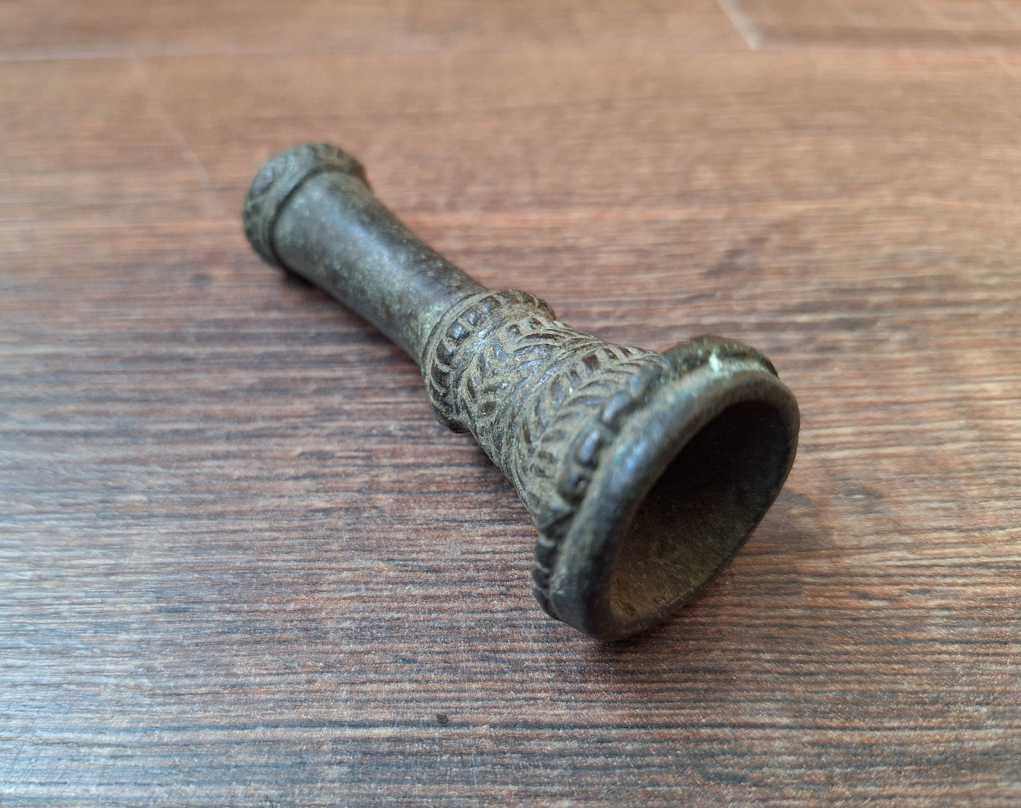 Antique bronze chillum pipe #2