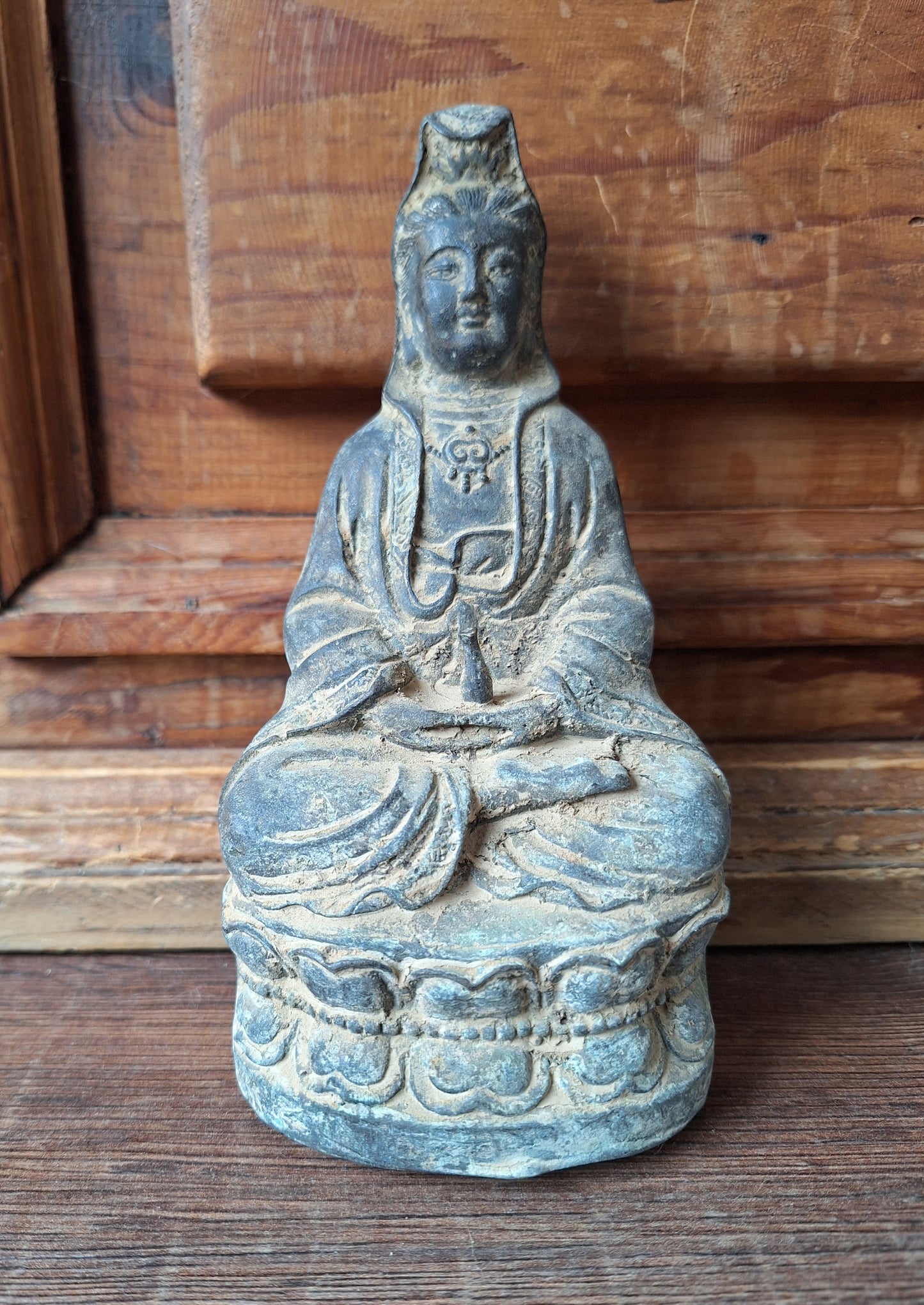 Old bronze Guanyin statue