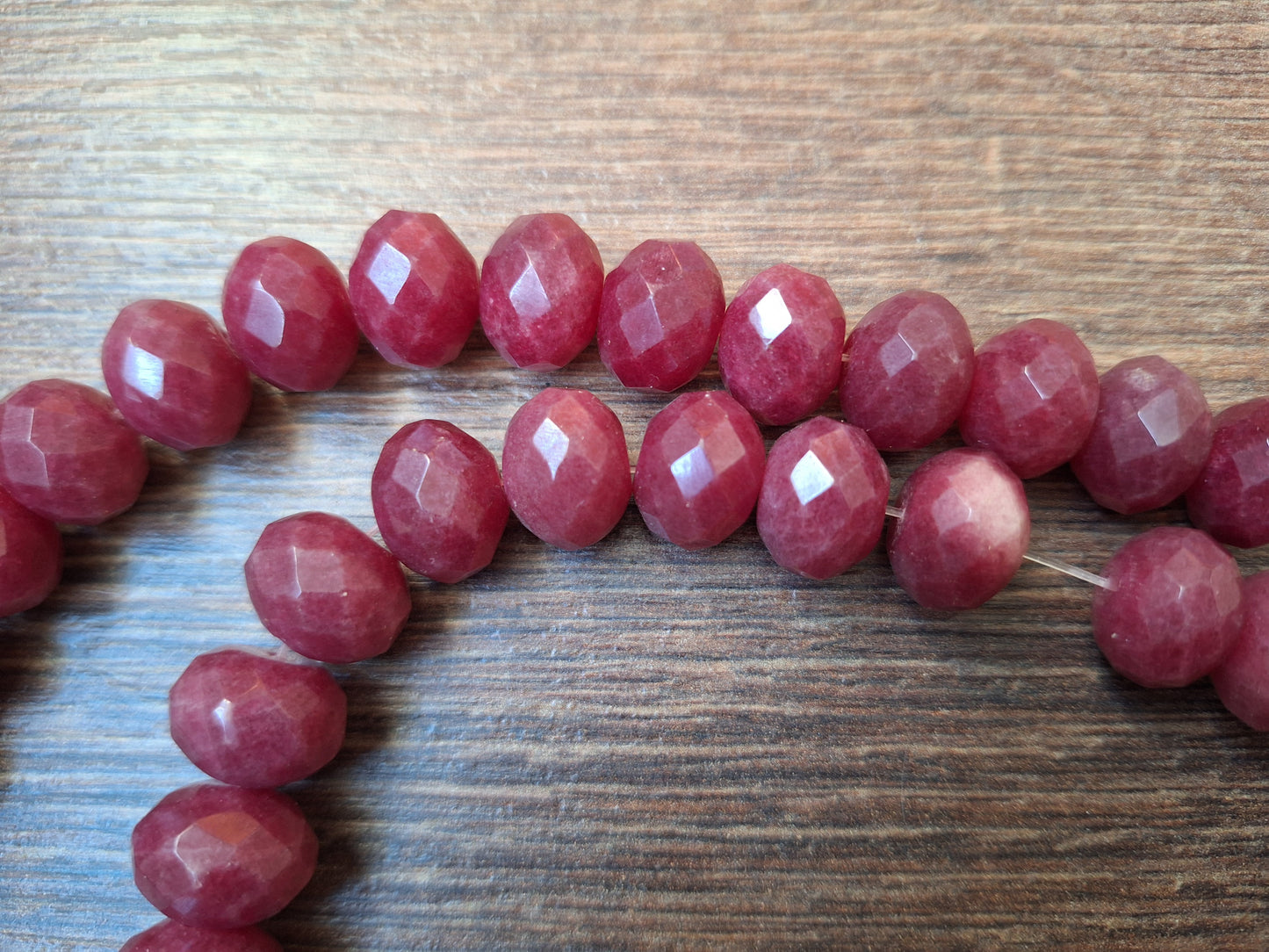Faceted ruby bead strand