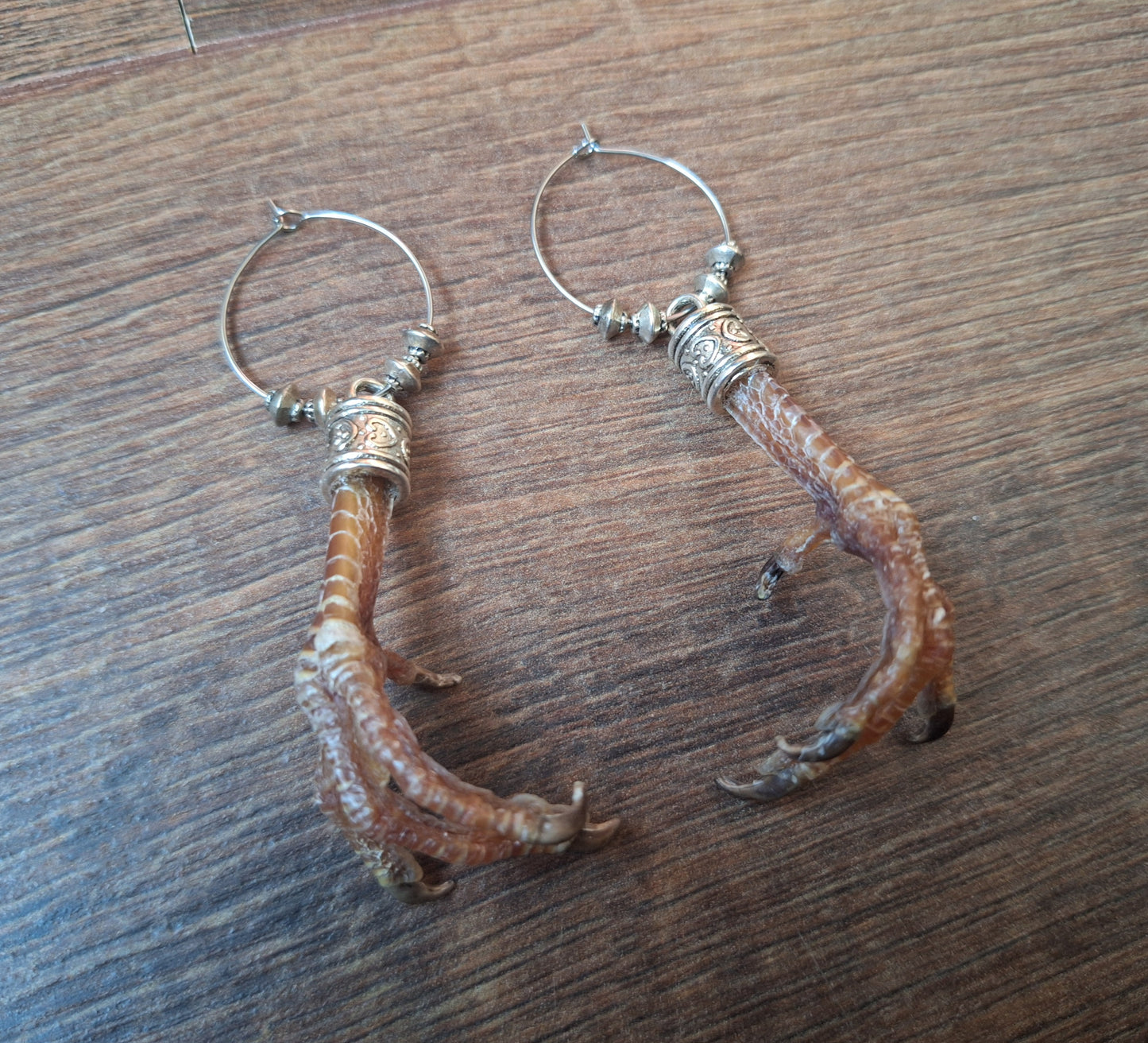 Partridge feet amulet earrings