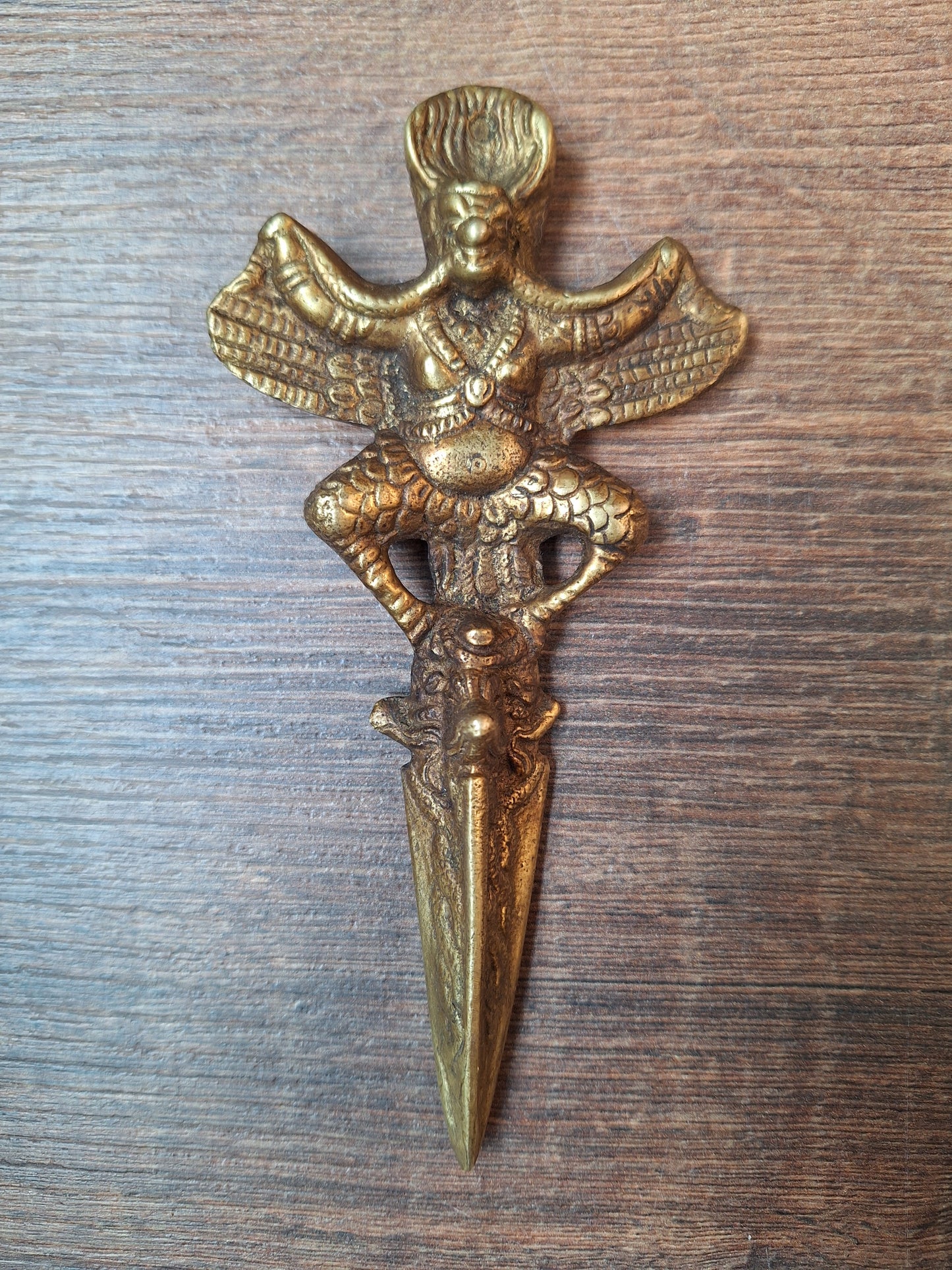 Vintage brass Garuda phurba #4
