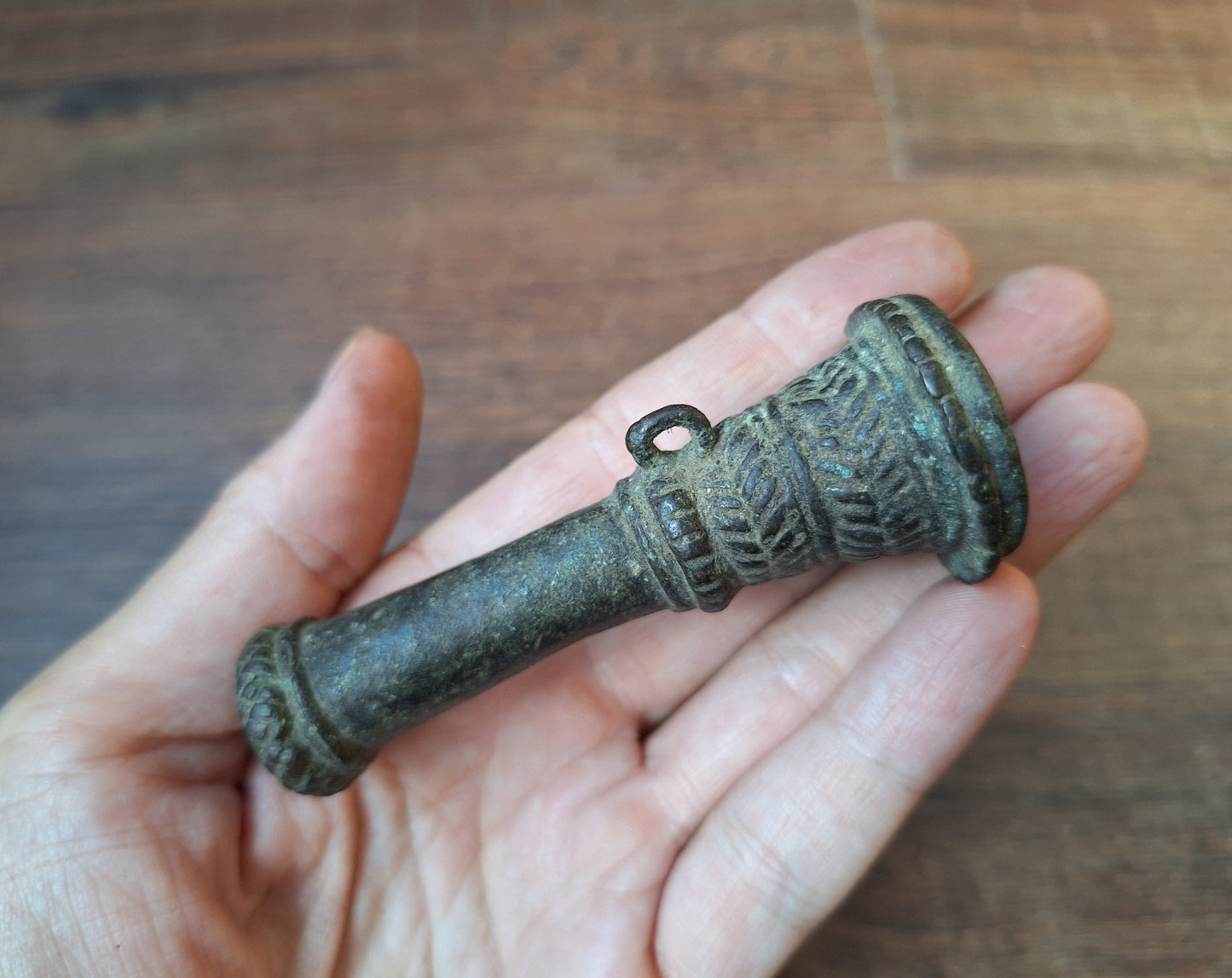 Antique bronze chillum pipe #2