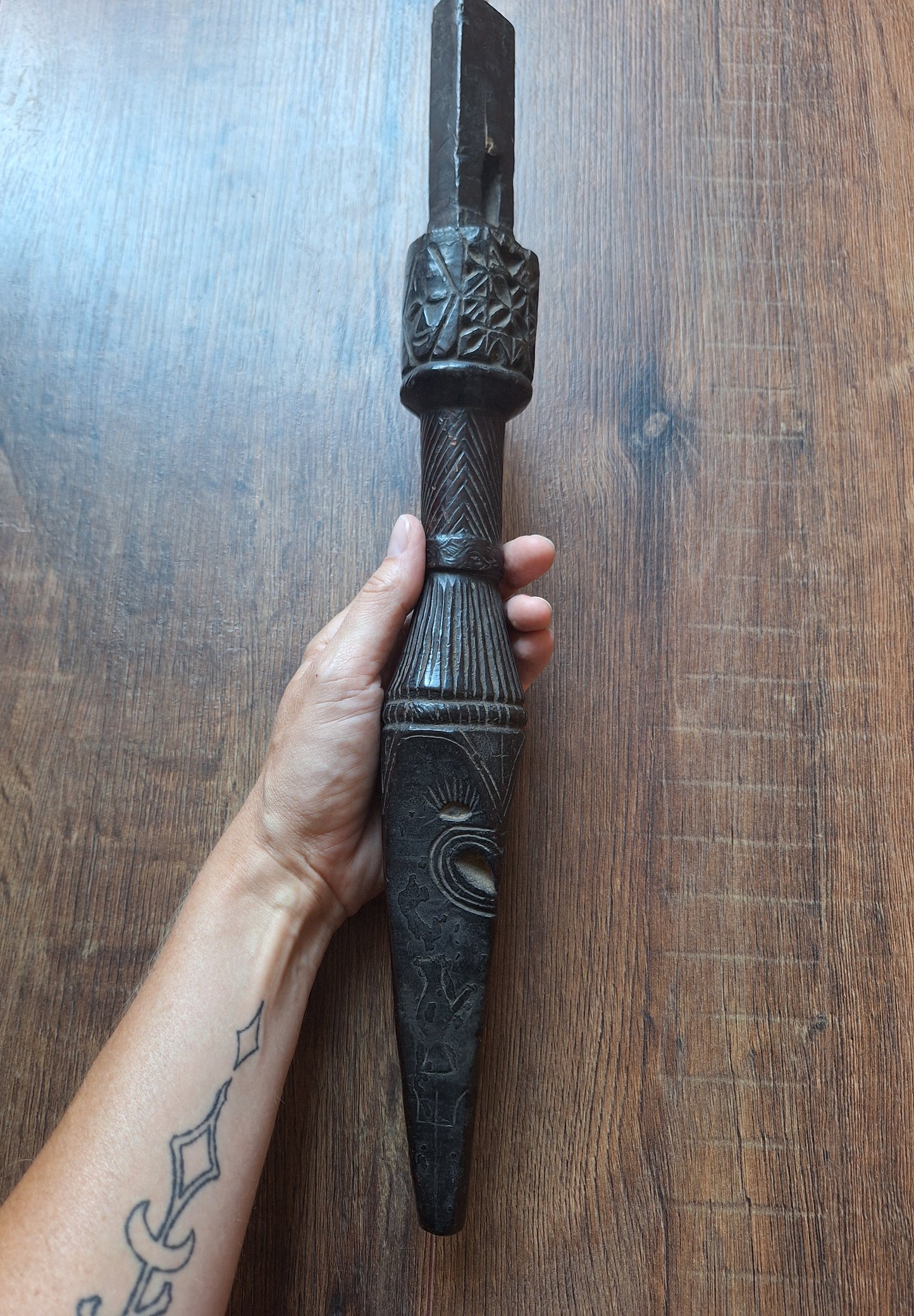 Antique Nepalese dhyangro drum handle #3