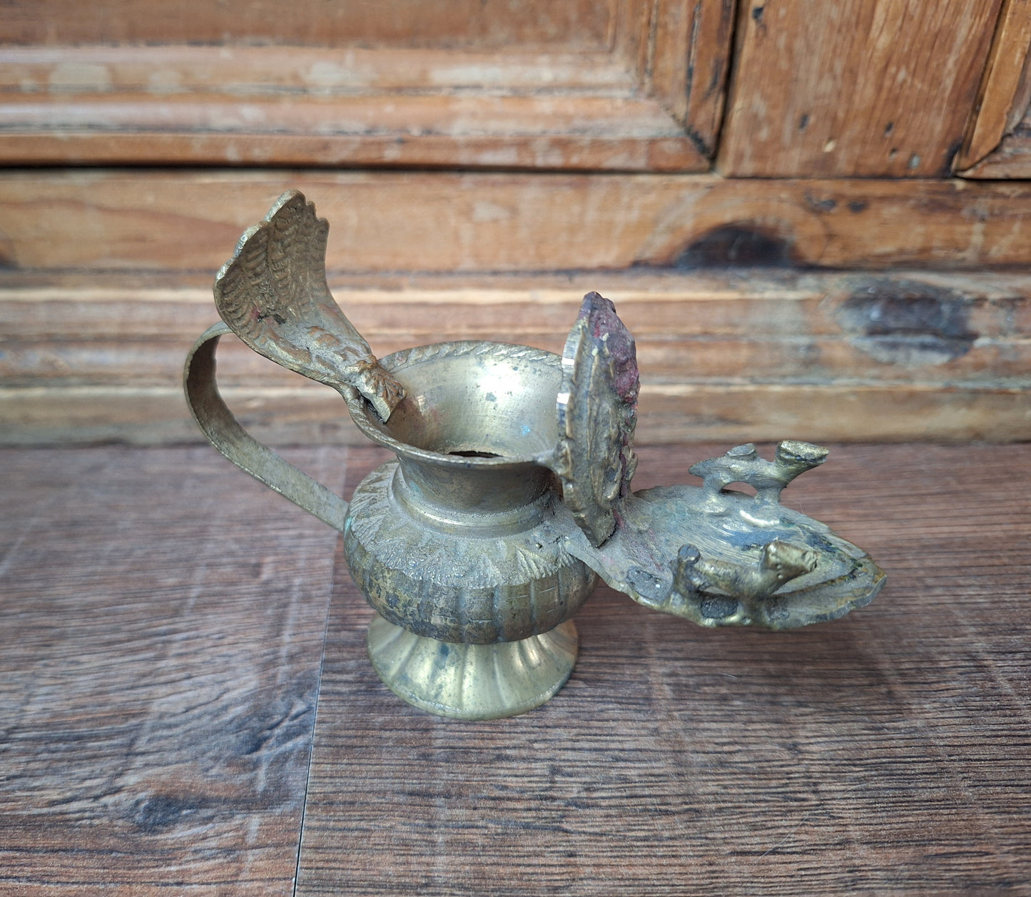 Vintage brass Nepalese sukunda oil lamp