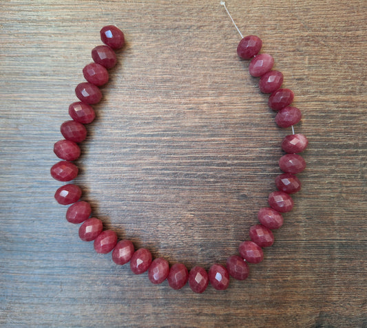 Faceted ruby bead strand