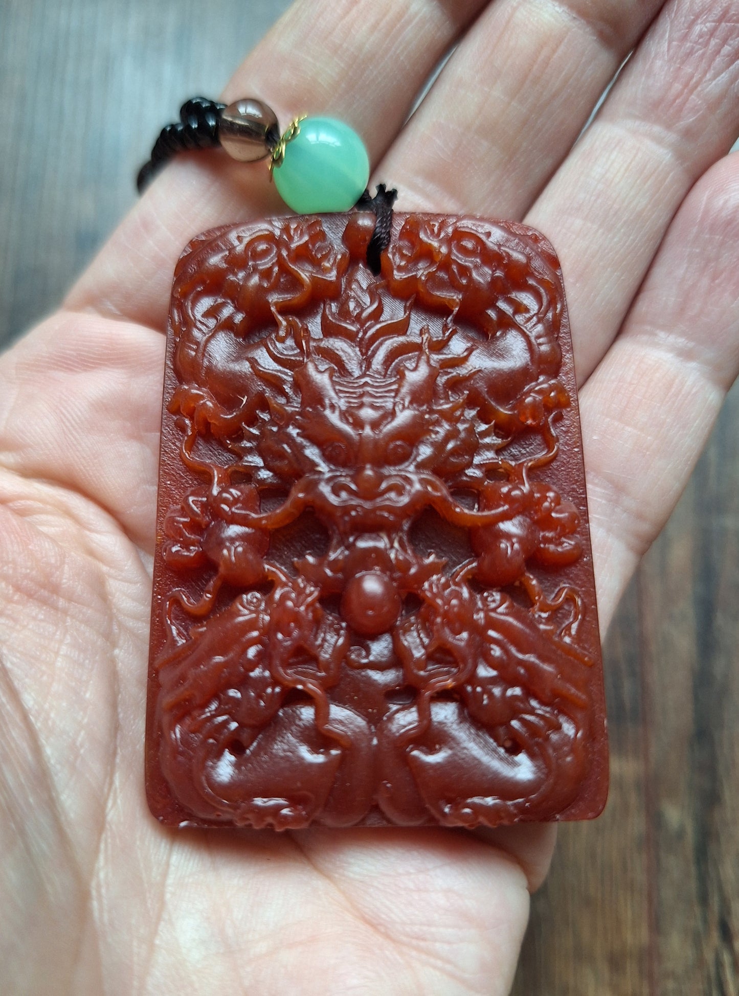 Necklace with resin dragon pendant