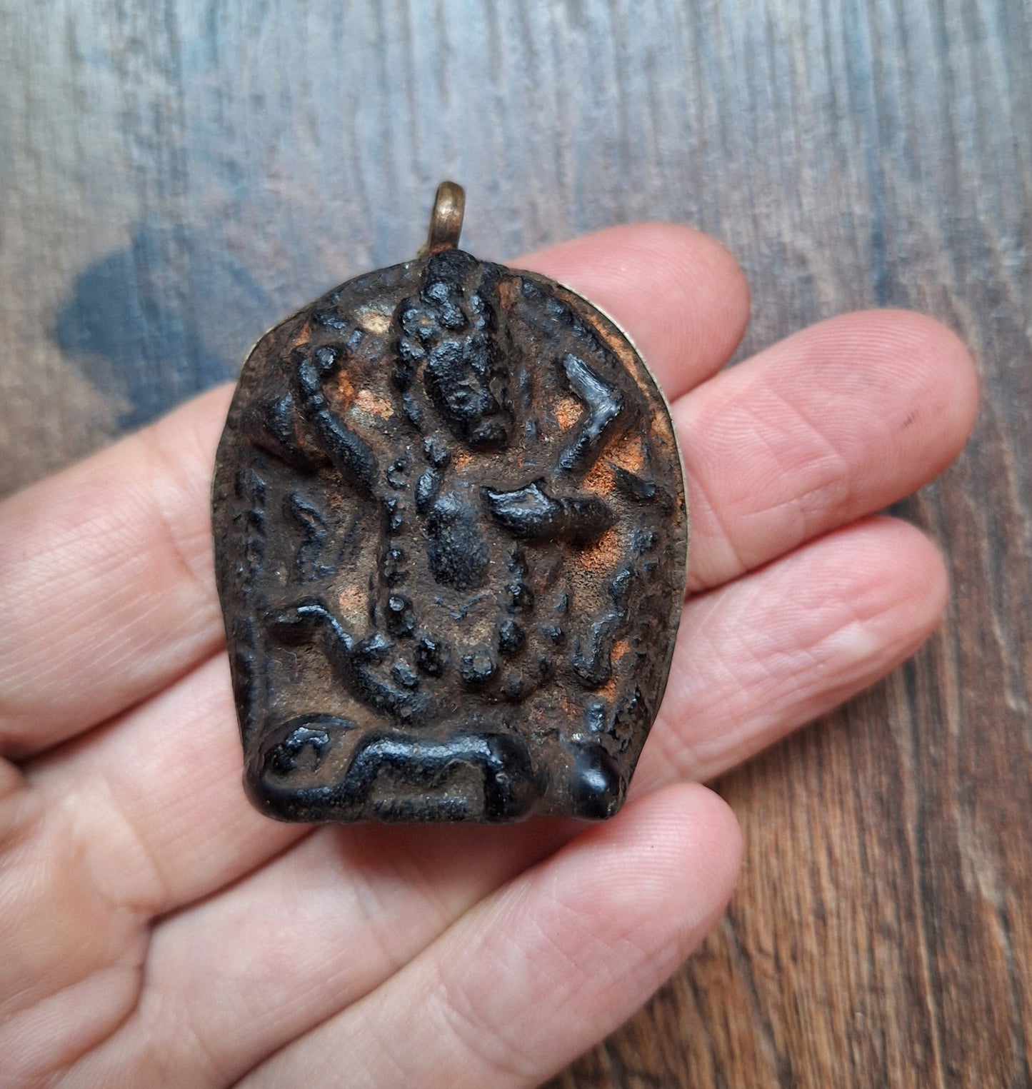 Vintage Nepalese glass pendant Mahakala