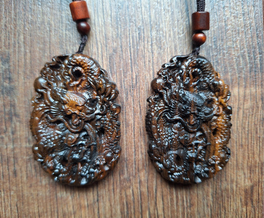 Necklace with wooden pendant Dragon