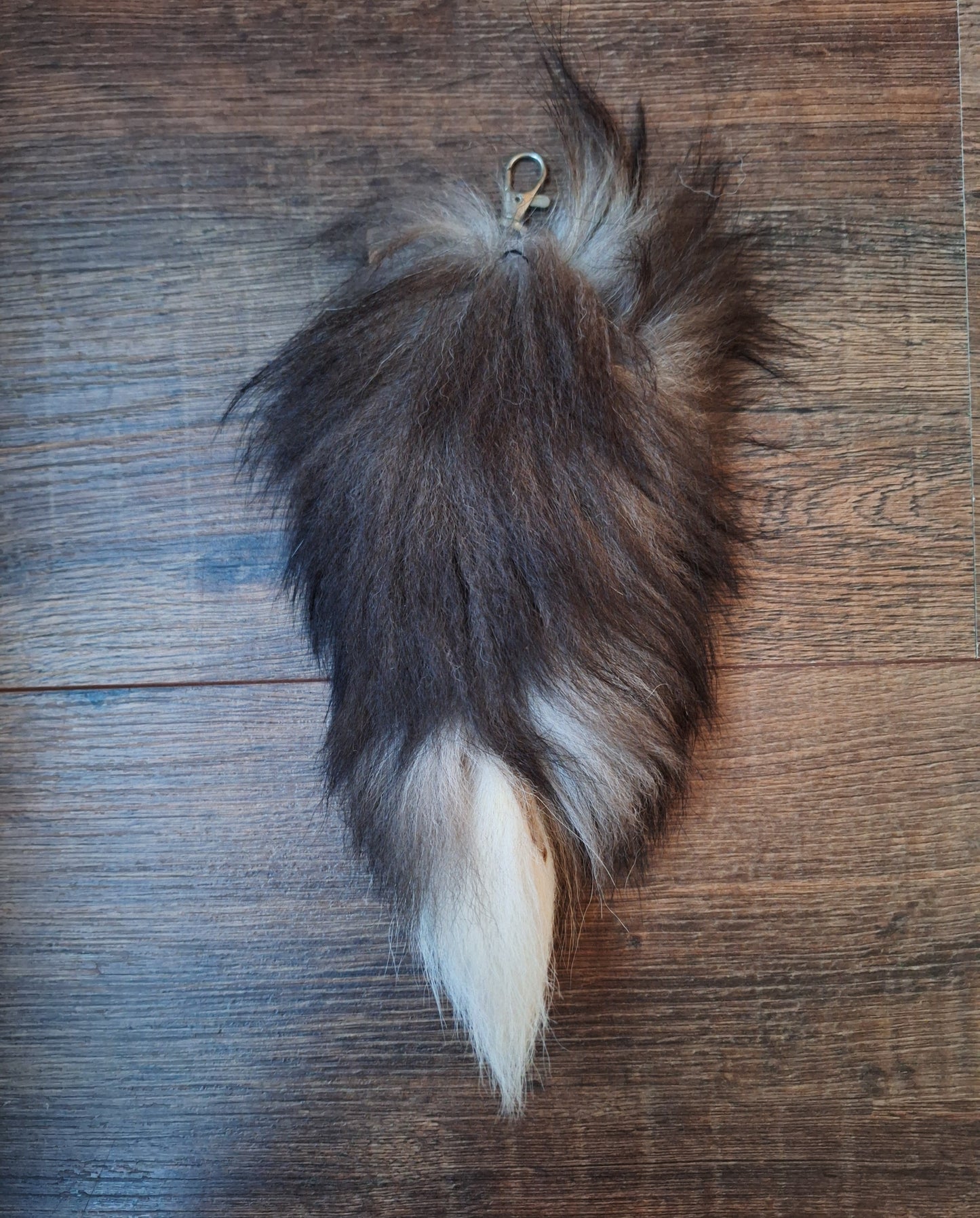 Silverfox tail tip keychains