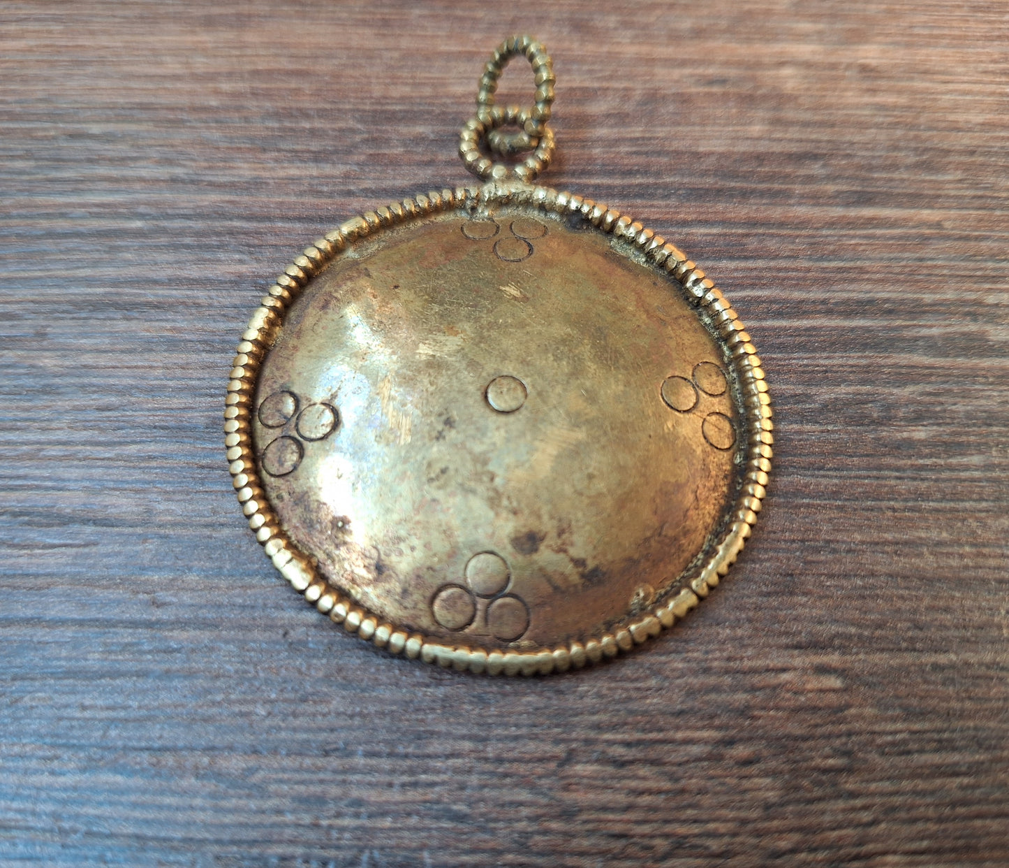 Vintage Tibetan brass mirror Dzogchen 47 millimeters