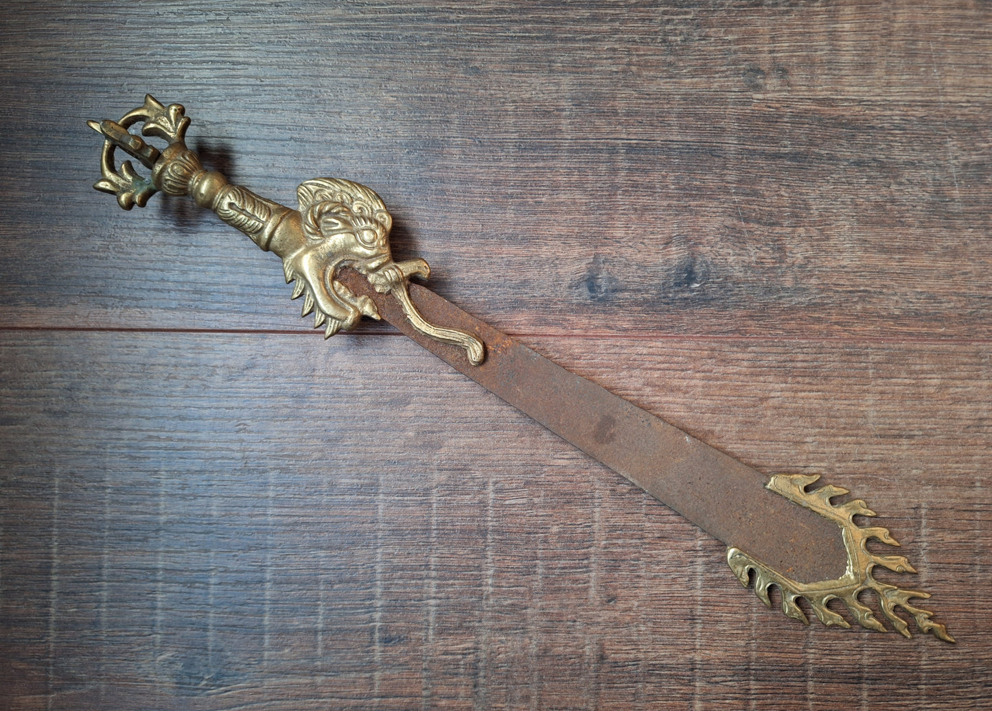Vintage Tibetan iron and brass khadga #2