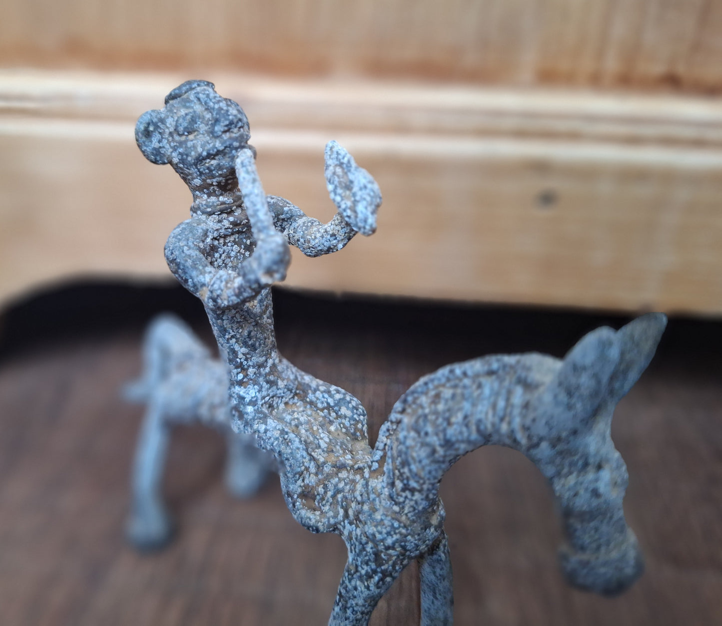 Antique Jajarkot tribal man on horse figurine