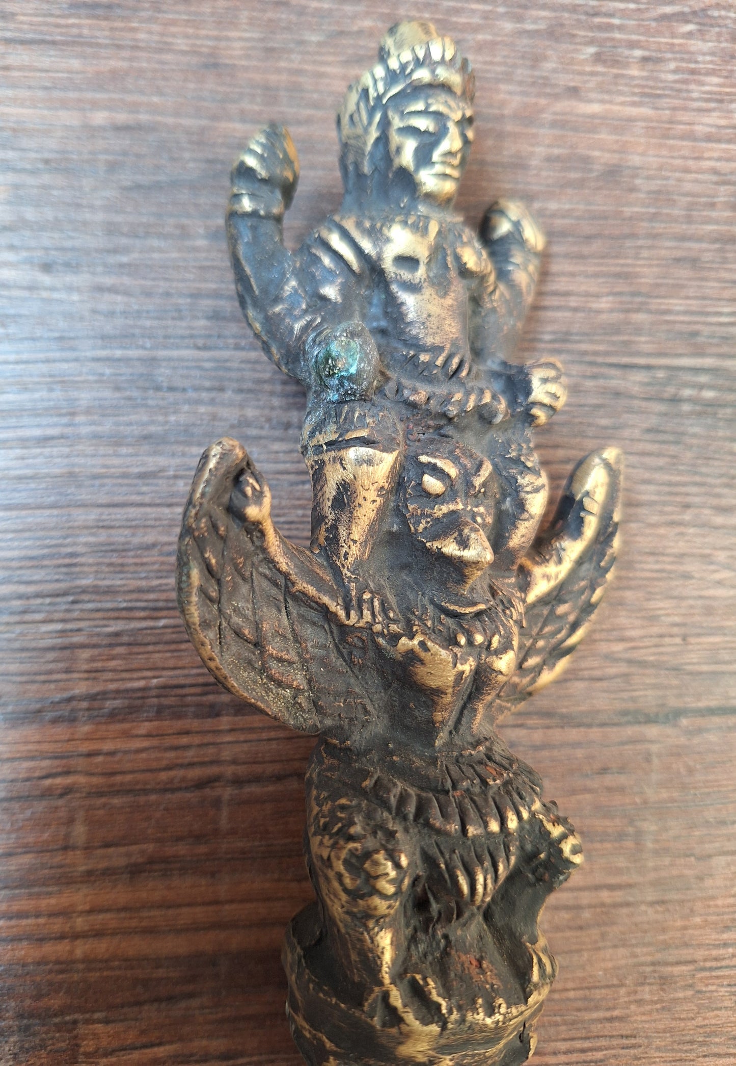 Vintage Thai buddhist ritual staff Vishnu on Garuda