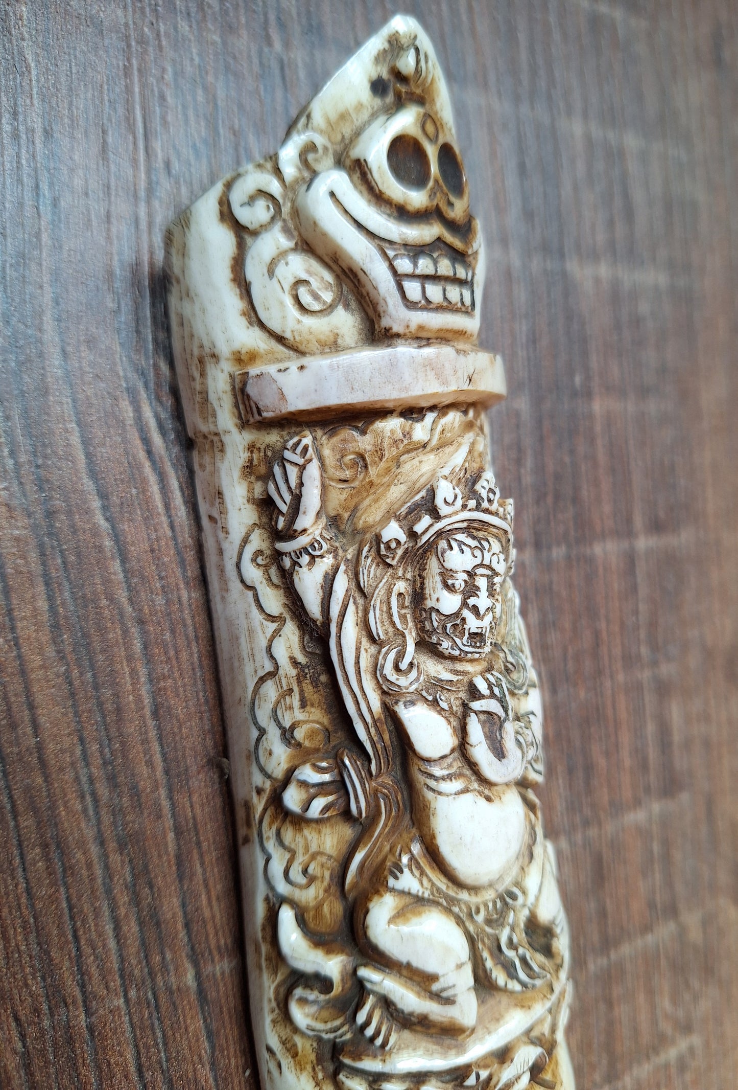 Vintage yak bone carving Vajrapani Krodha