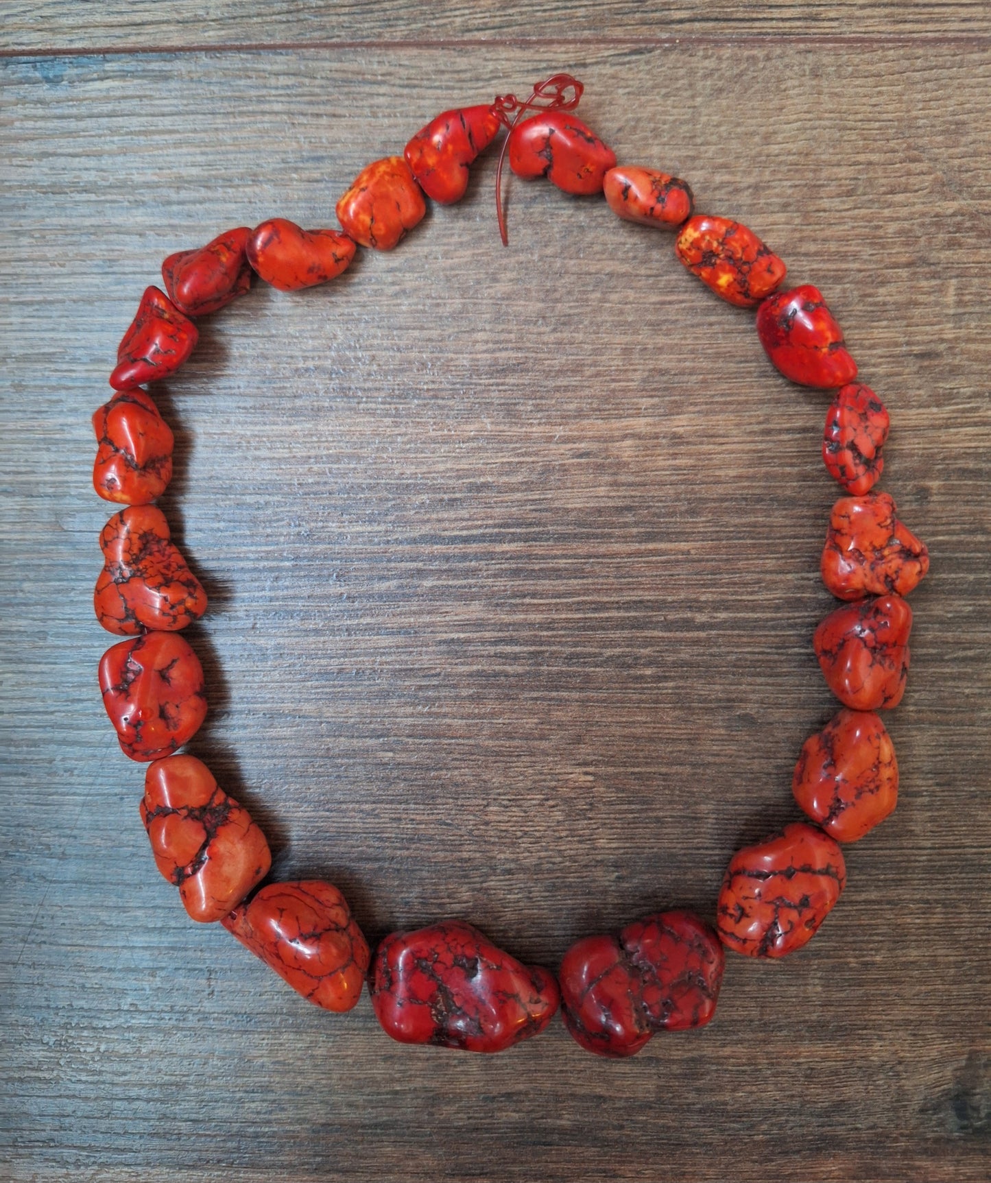 Red howlite bead strand