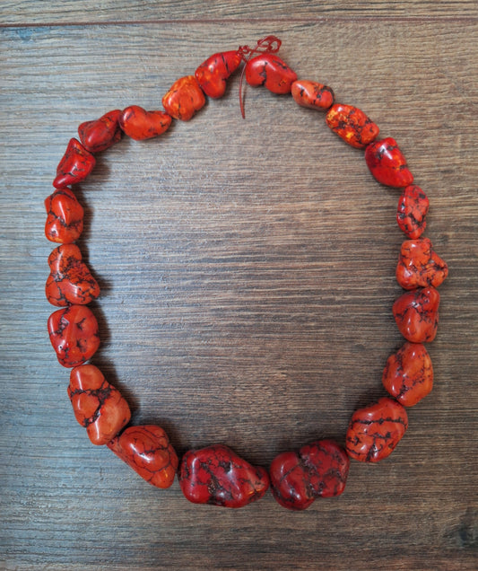 Red howlite bead strand