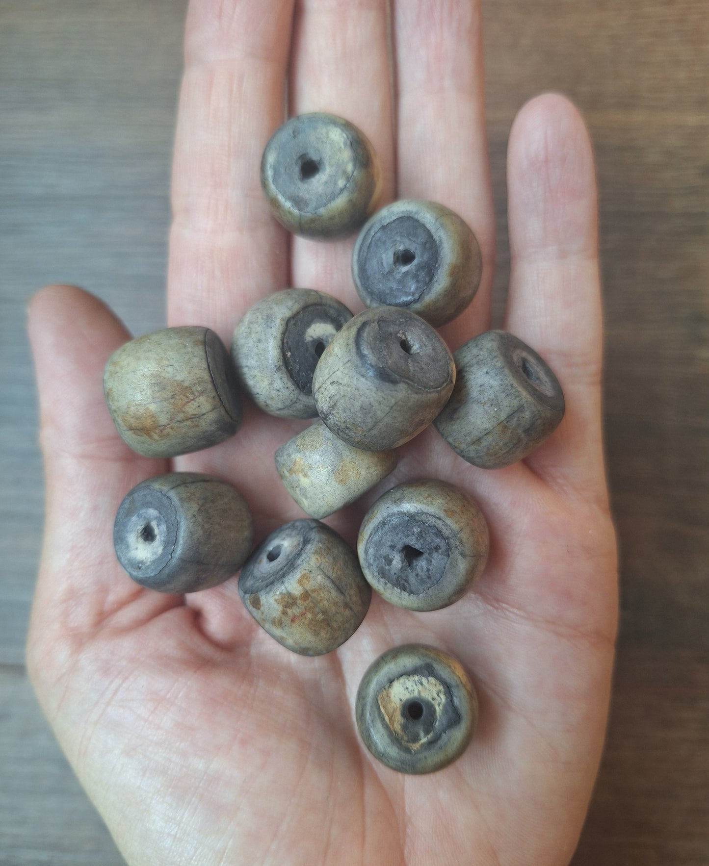 Old Nepalese bone beads, set of 11