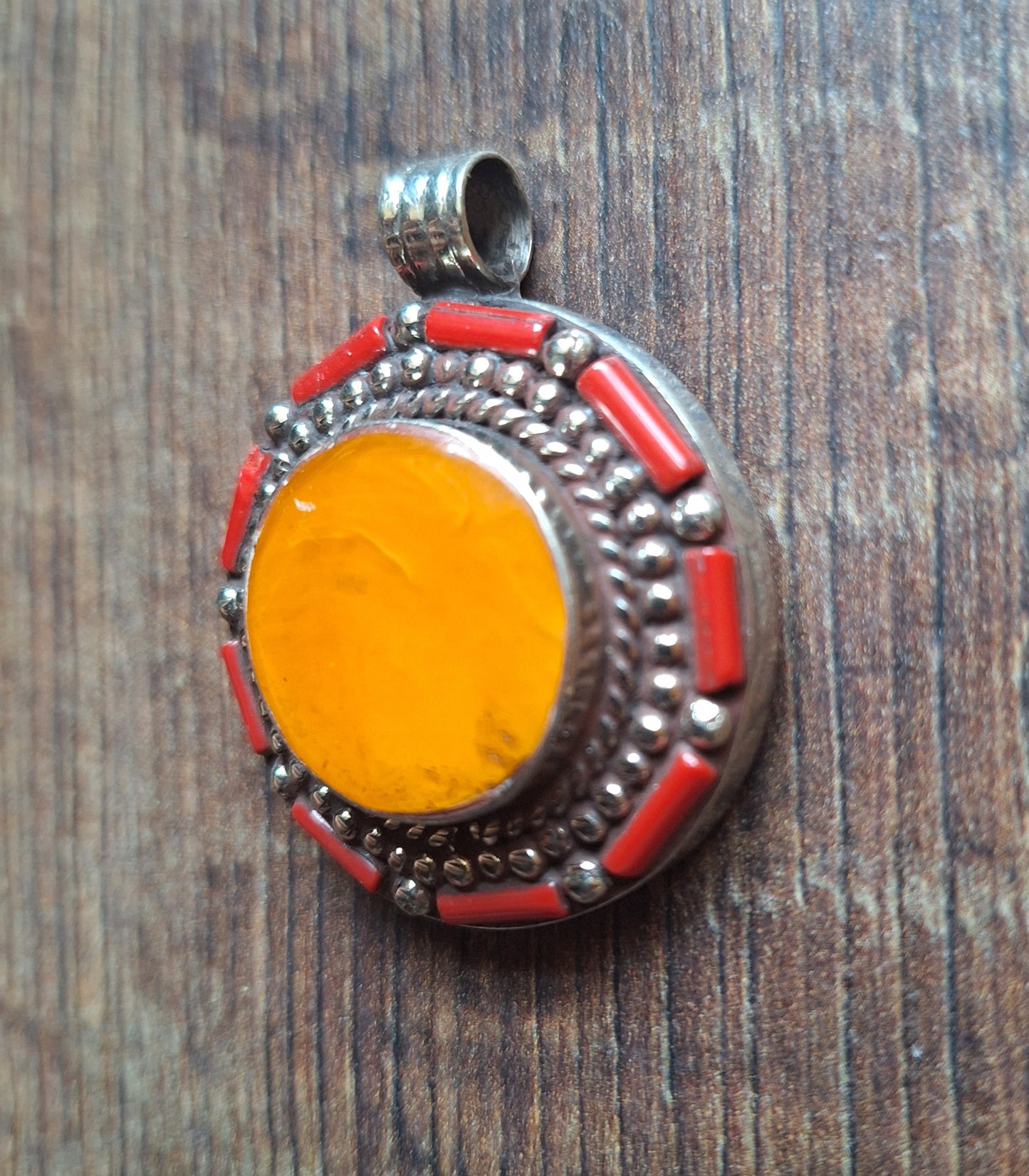 Tibetan silver and gemstone pendant