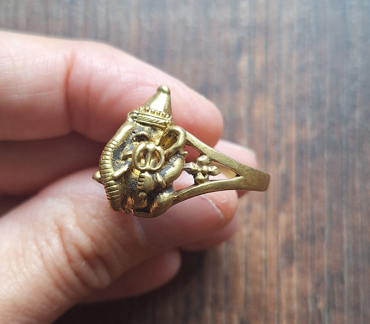 Brass ring Ganesha