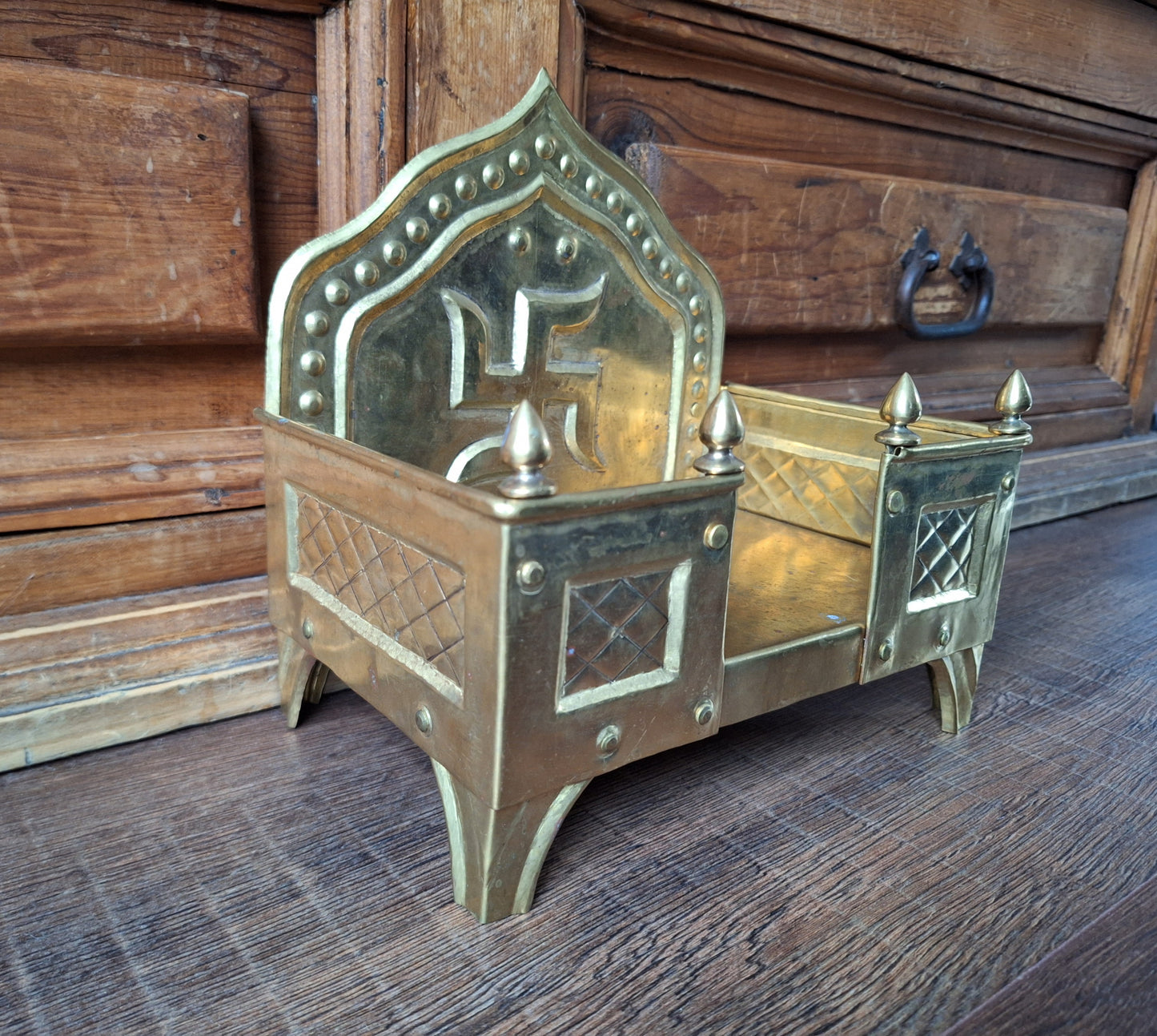 Vintage brass Singhasan home altar