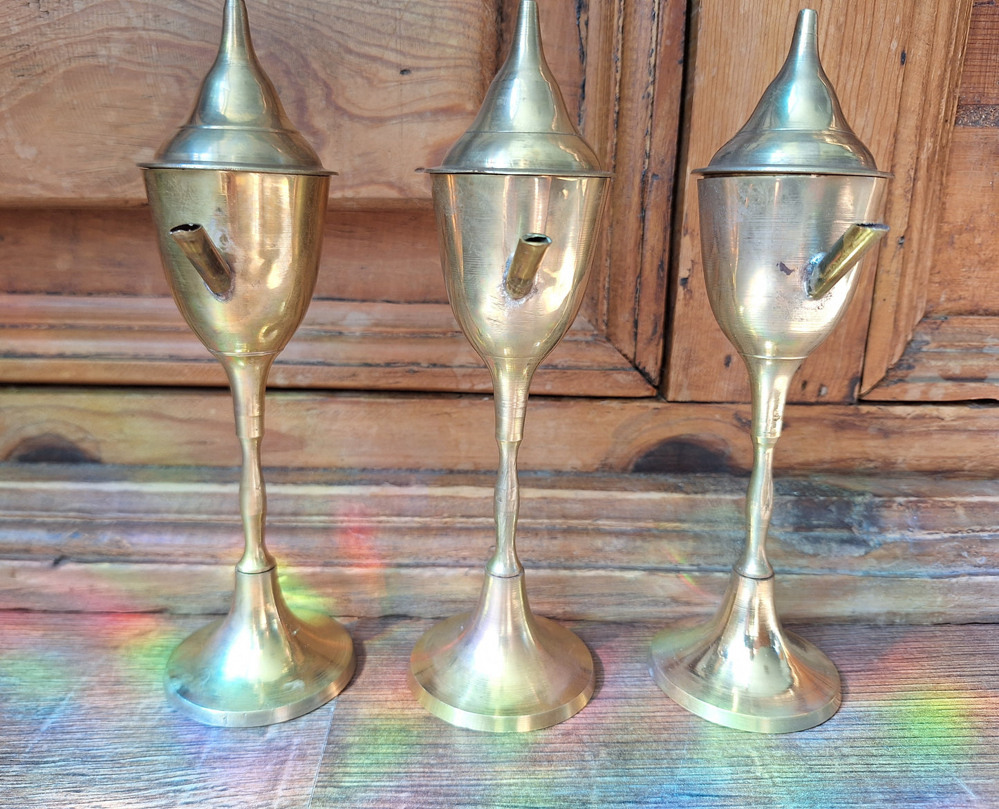 Vintage Dutch brass "Snotneus" oil lamp