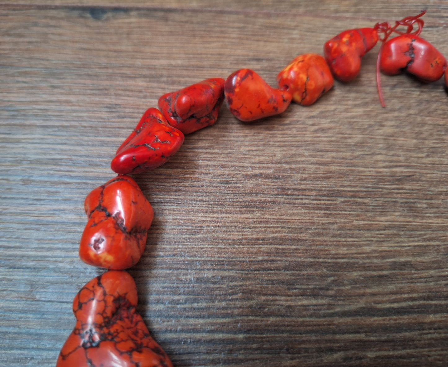 Red howlite bead strand