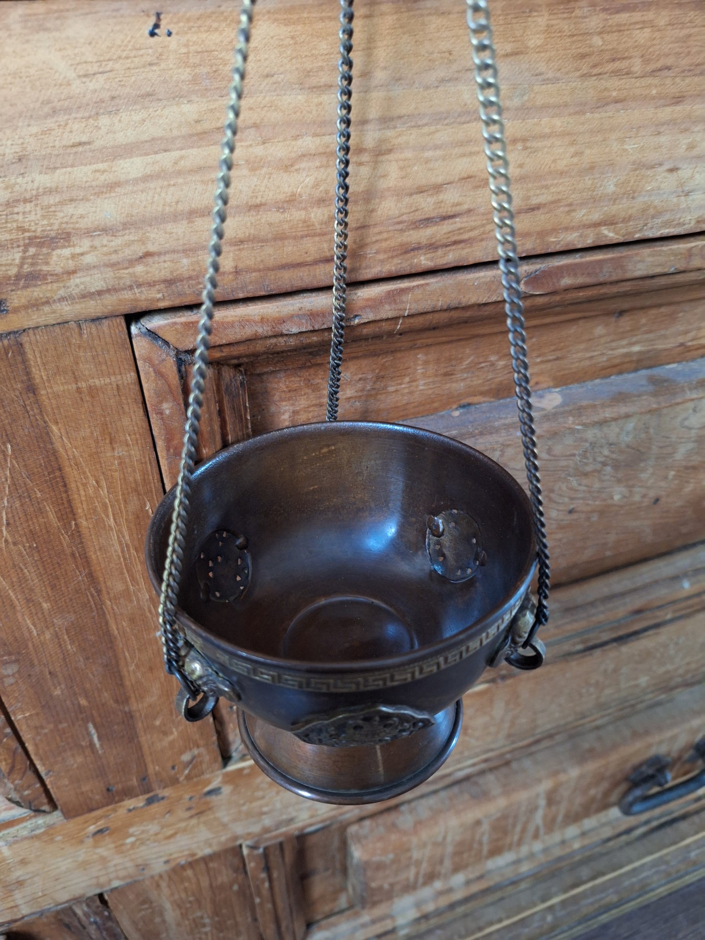 Hanging red copper incense burner Auspicious Symbols